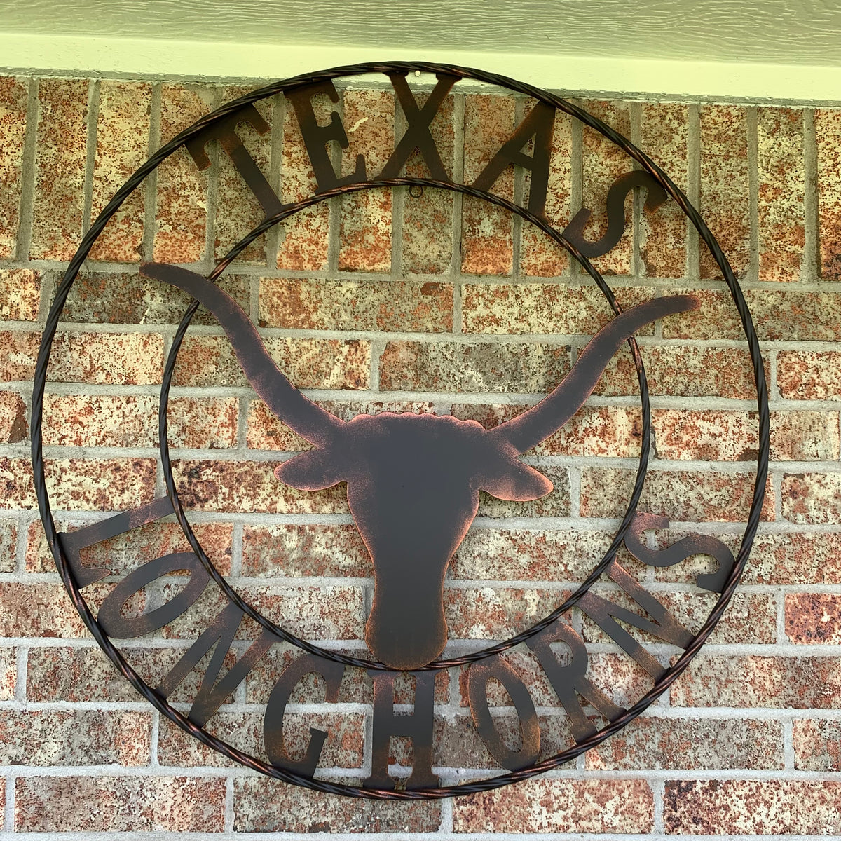 TEXAS LONGHORNS CUSTOM METAL VINTAGE CRAFT SIGN TEAM ART WESTERN HOME DECOR RUSTIC BRONZE HANDMADE #EH12565