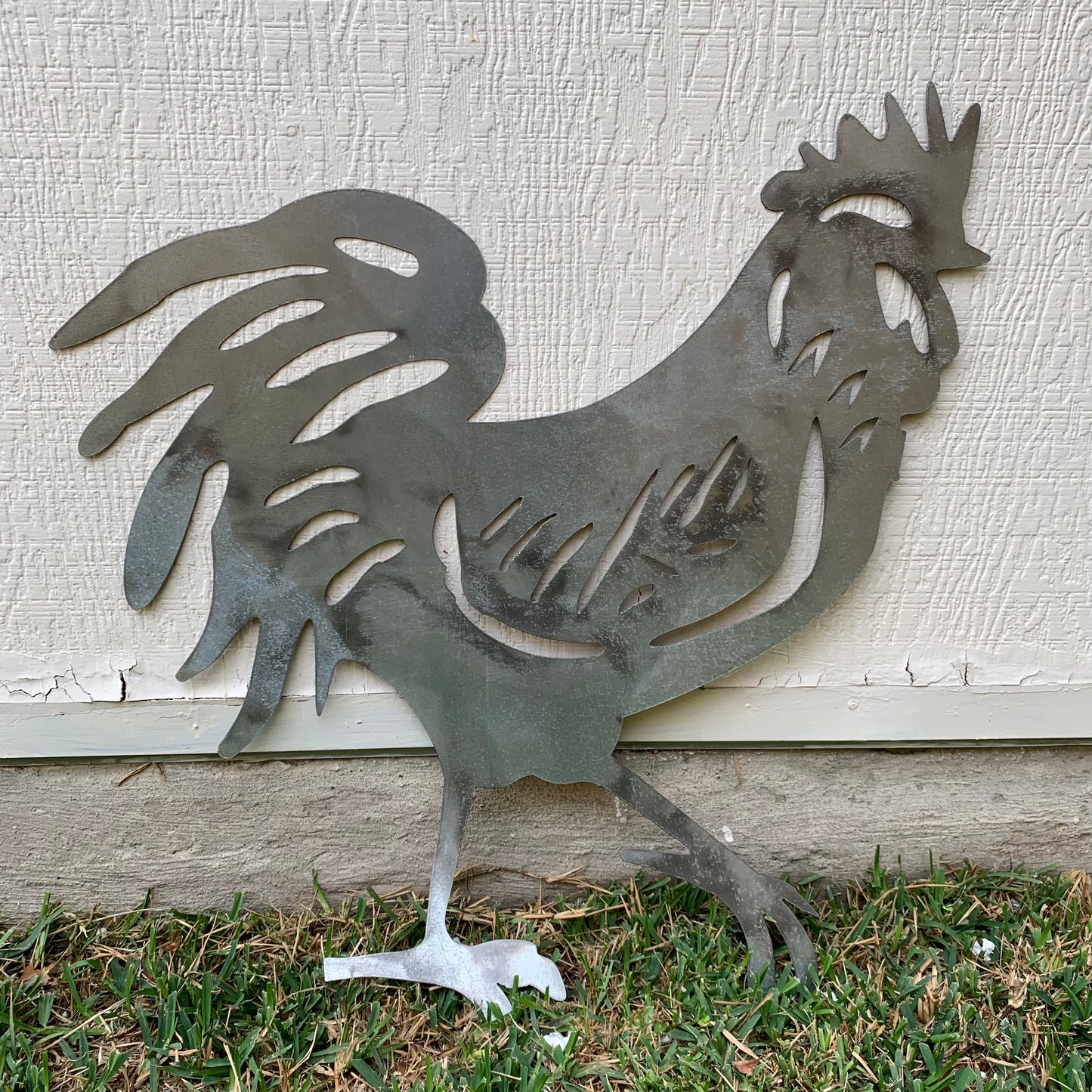 28"  X 28" CUSTOM ROOSTER LASERCUT ART WITH RING DESIGN WESTERN METAL ANIMAL ART HOME WALL DECOR BRAND NEW