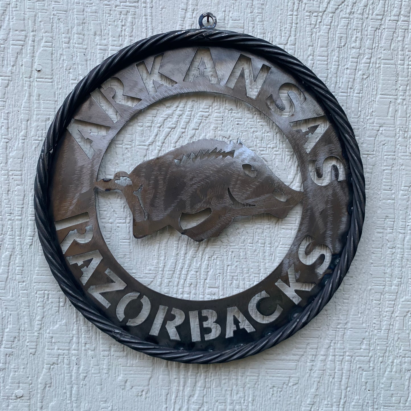 12", 18", 24", 32" ARKANSAS RAZORBACKS CUSTOM RAW METAL VINTAGE CRAFT WIDE BAND RING TEAM SIGN HANDMADE