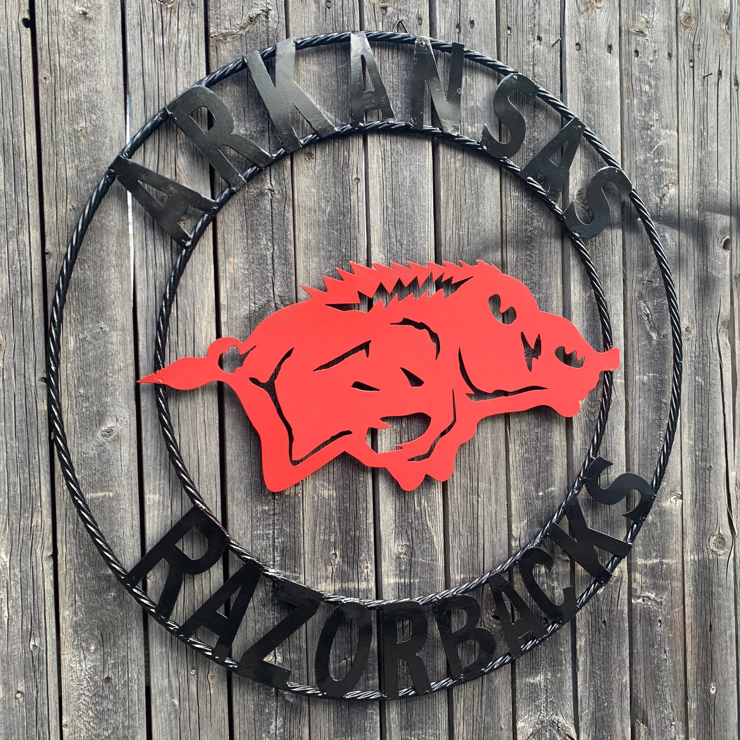 ARKANSAS RAZORBACKS CUSTOM METAL VINTAGE CRAFT SIGN TEAM WALL ART WESTERN HOME DECOR HANDAMADE