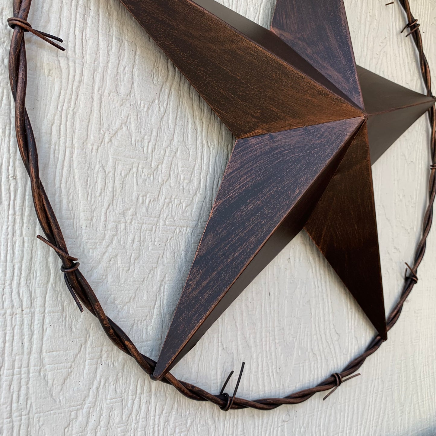 24" BARBWIRE TWISTED RING METAL WALL ART WESTERN HOME DECOR RUSTIC BRONZE COPPER #A10024