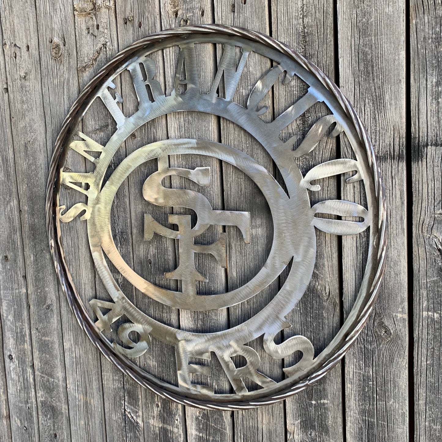 SAN FRANCISCO 49ERS METAL CUSTOM VINTAGE RAW METAL CRAFT TEAM SIGN HANDMADE 12",18",24",32",36",40",50"