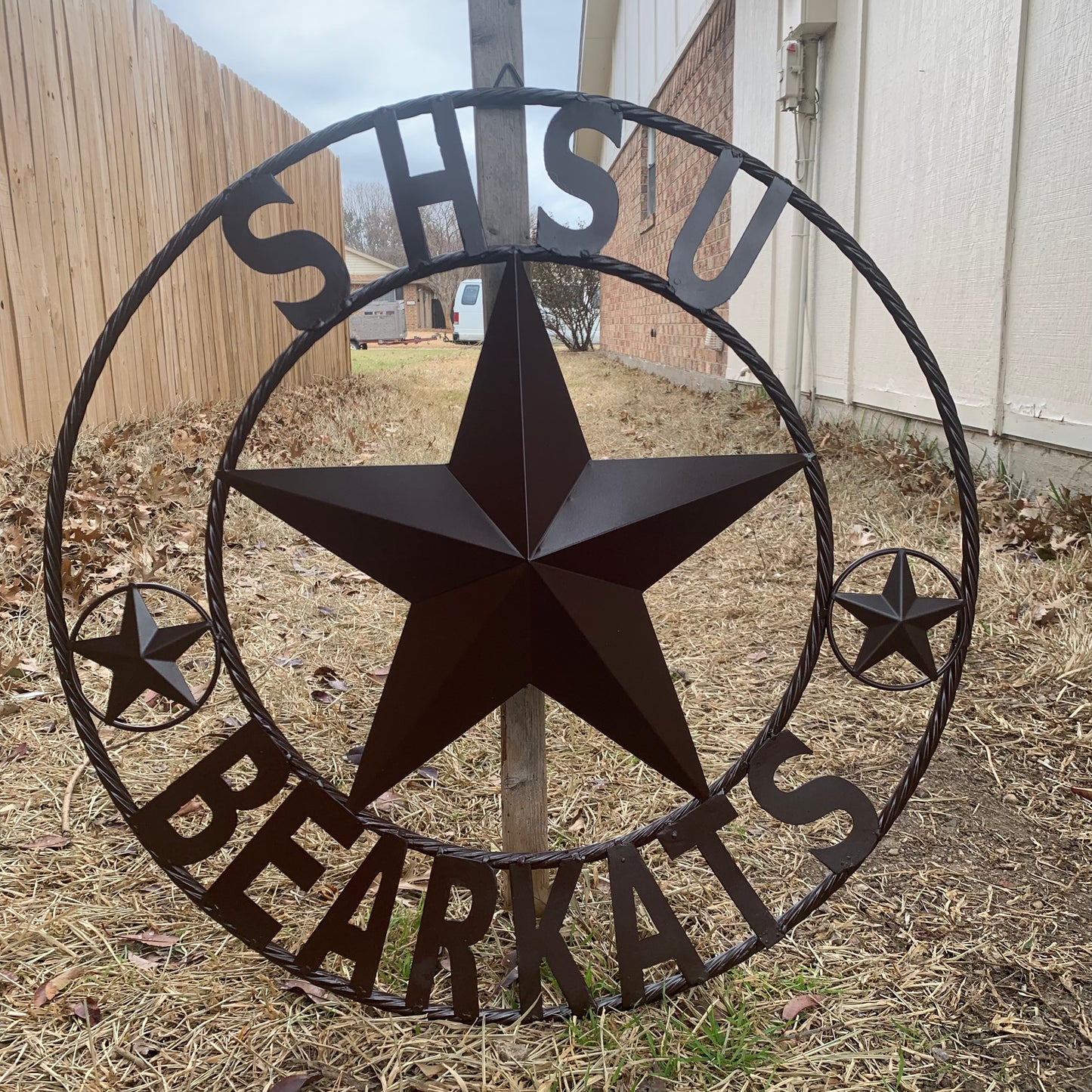 24",32" SHSU SAM HOUSTON BEARKATS RUSTIC BROWN METAL CUSTOM VINTAGE CRAFT RUSTIC BROWN TEAM STAR HANDMADE