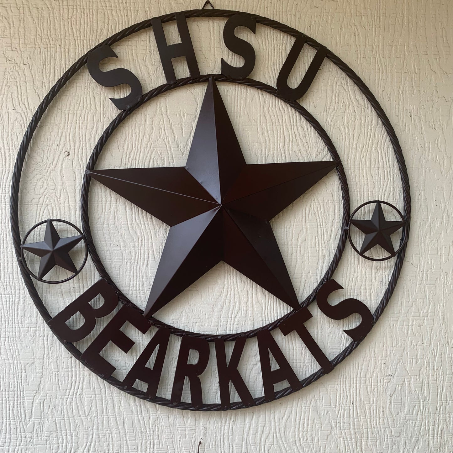 24",32" SHSU SAM HOUSTON BEARKATS RUSTIC BROWN METAL CUSTOM VINTAGE CRAFT RUSTIC BROWN TEAM STAR HANDMADE