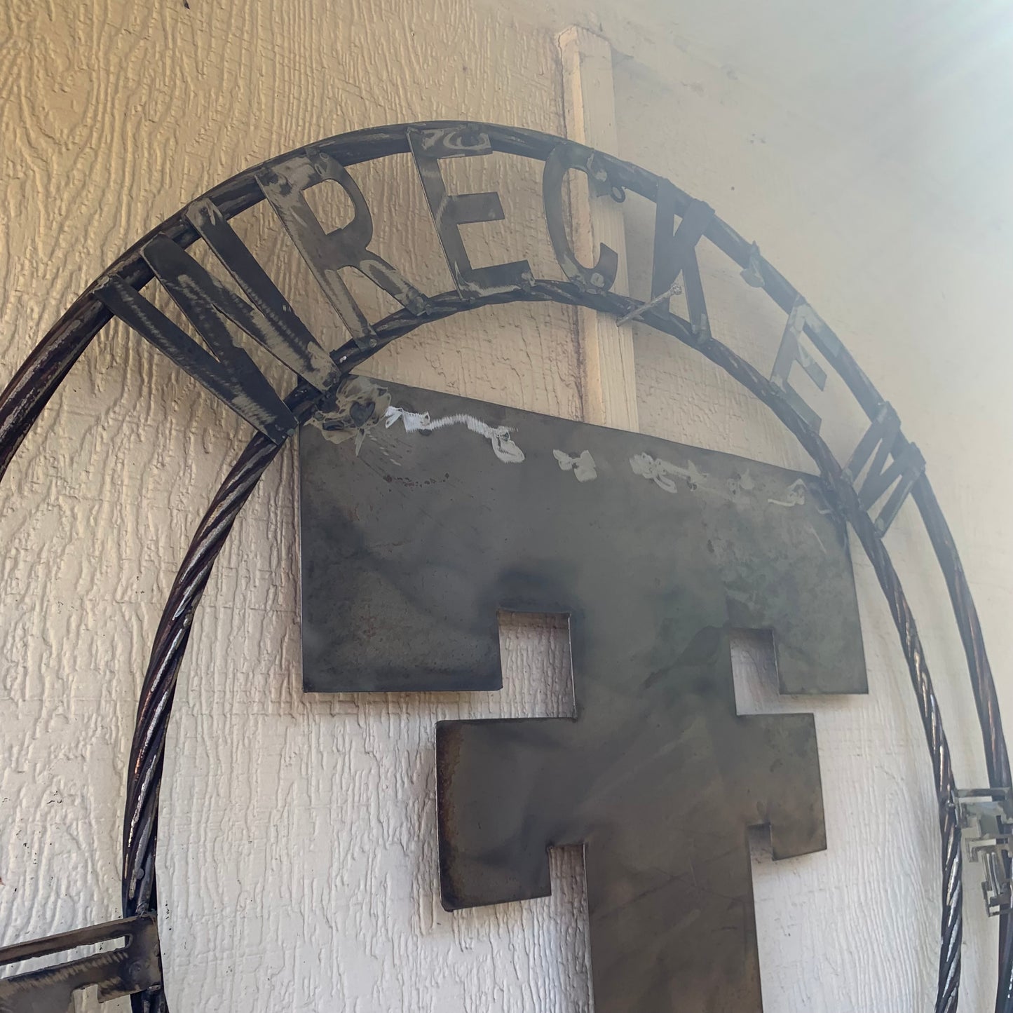 12",18",24",32",36" WRECKEM TEXAS TECH RAW METAL CUSTOM VINTAGE CRAFT METAL TEAM SIGN HANDMADE
