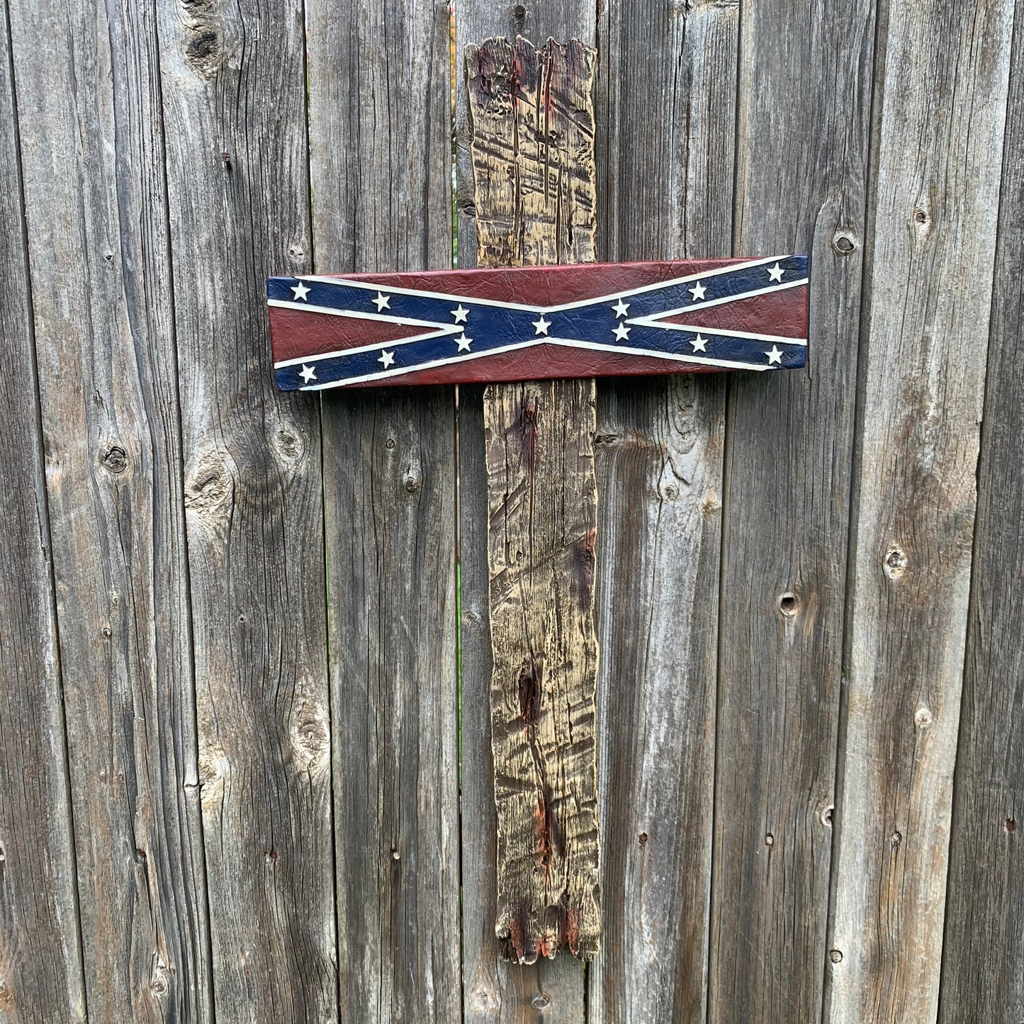 P & G FLAG STONE CROSS WESTERN HOME DECOR NEW ART--FREE SHIPPING