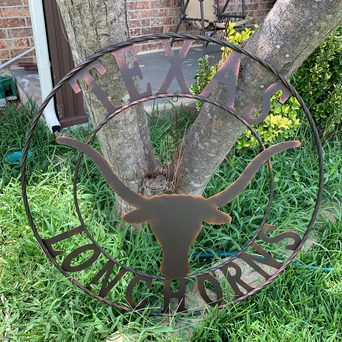 TEXAS LONGHORNS CUSTOM METAL VINTAGE CRAFT SIGN TEAM ART WESTERN HOME DECOR RUSTIC BRONZE HANDMADE #EH12565