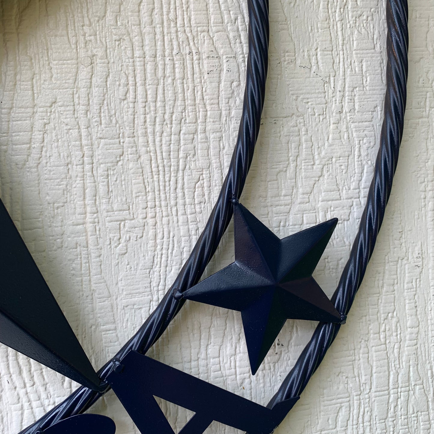 GOD BLESS AMERICA NAVY BLUE METAL BARN STAR RING ART WESTERN HOME DECOR NEW-#EH10131
