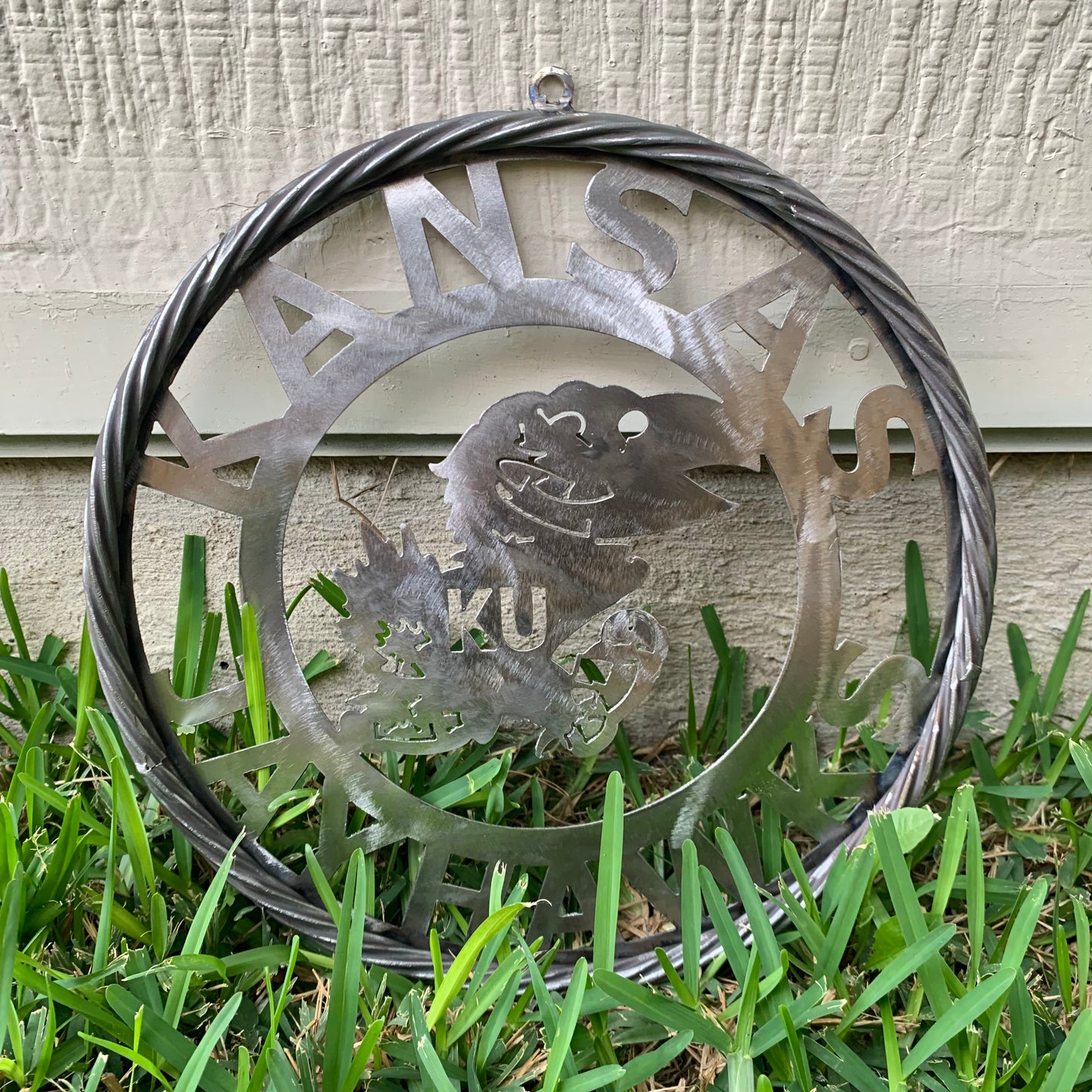 KANSAS JAYHAWKS RAW METAL CUSTOM VINTAGE CRAFT WALL ART TEAM SIGN HANDMADE