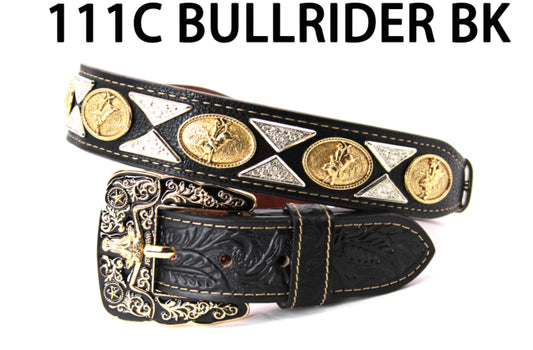 WS111C BULLRIDER LEATHER BLACK BELT WESTERN BELTS FASHION NEW STYLE