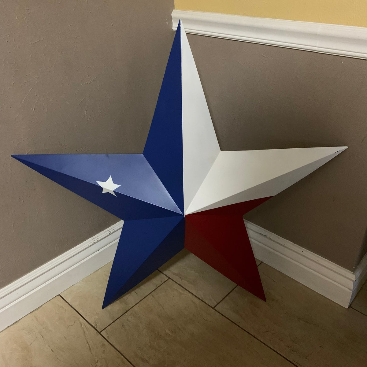 TEXAS FLAG STAR RED WHITE BLUE METAL BARN STAR METAL WALL ART WESTERN HOME DECOR 16",24",36", #EH13399