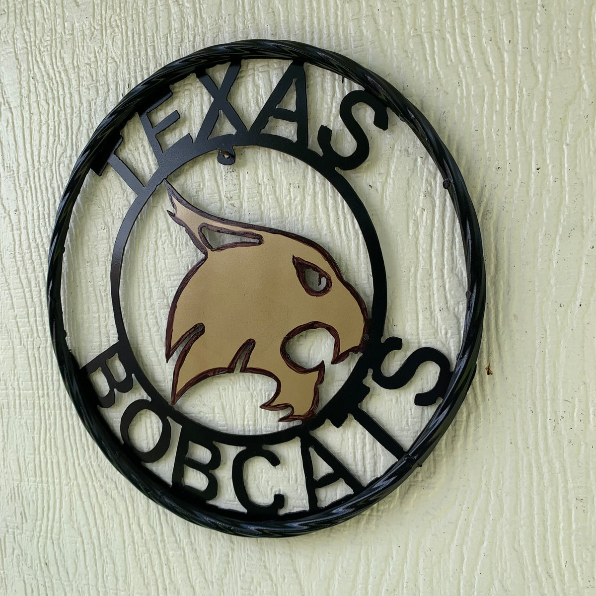 12" TEXAS BOBCATS CUSTOM METAL VINTAGE CRAFT SIGN TEAM WESTERN HOME DECOR HANDMADE