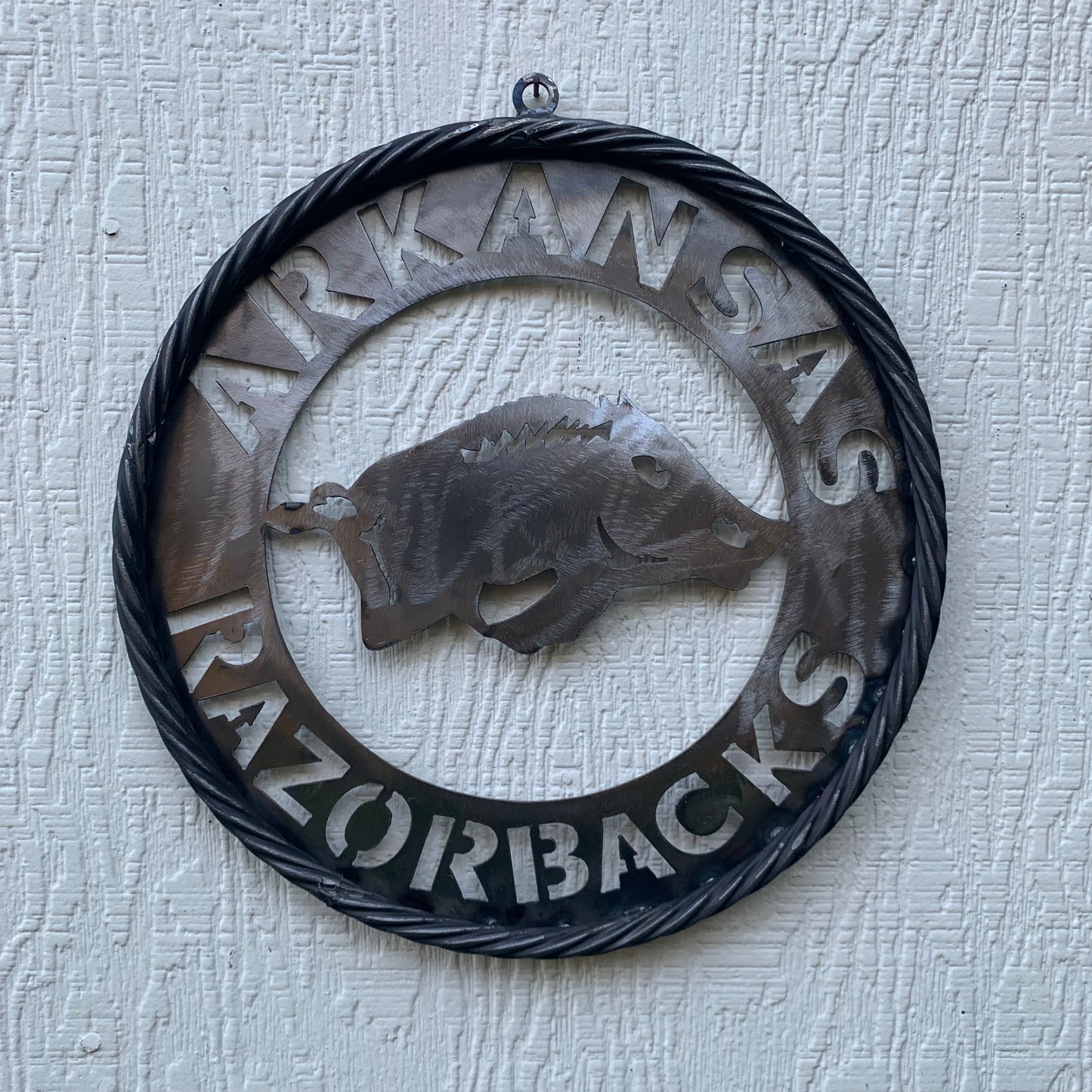 12", 18", 24", 32" ARKANSAS RAZORBACKS CUSTOM RAW METAL VINTAGE CRAFT WIDE BAND RING TEAM SIGN HANDMADE