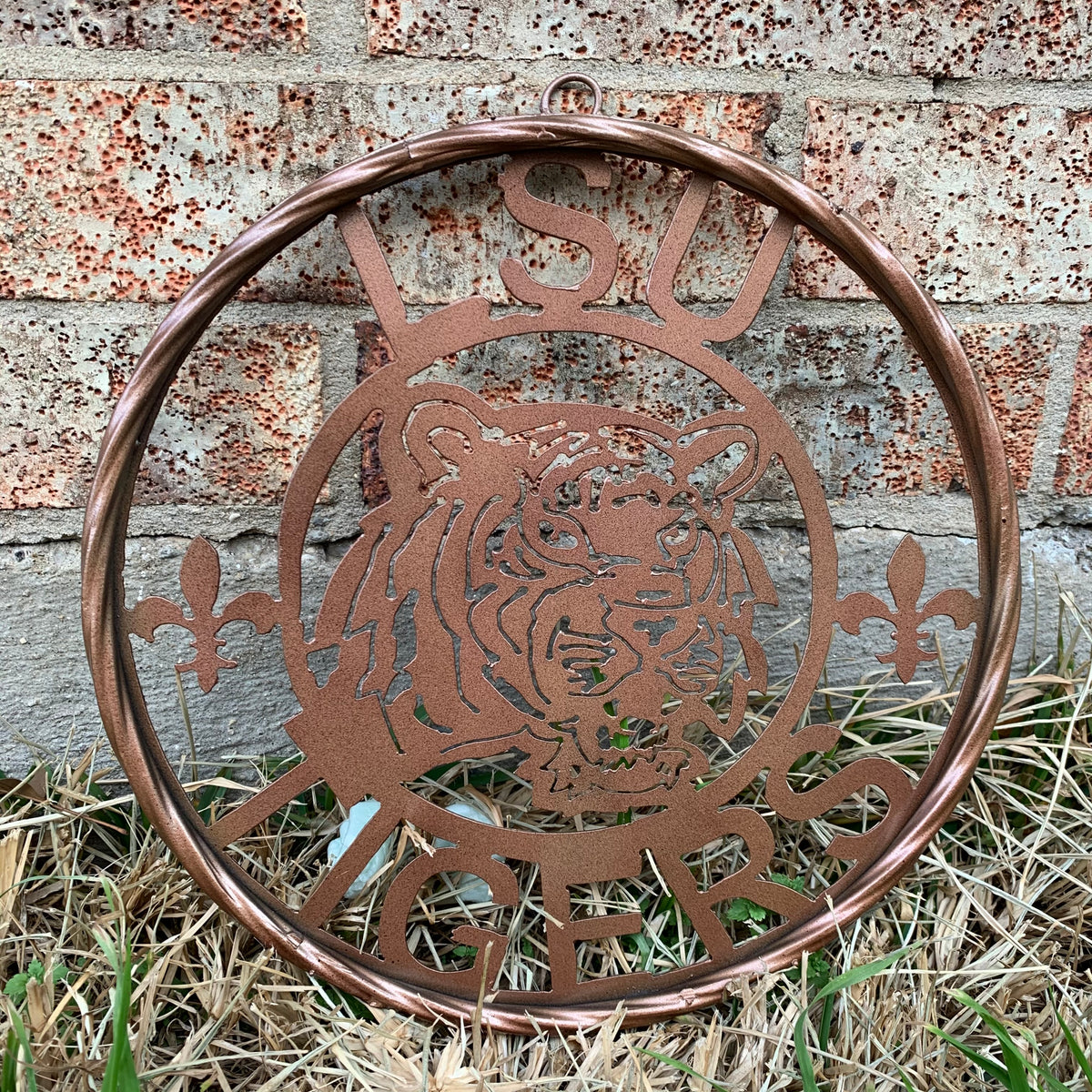 12" LSU TIGERS CUSTOM METAL VINTAGE CRAFT WESTERN HOME DECOR NEW