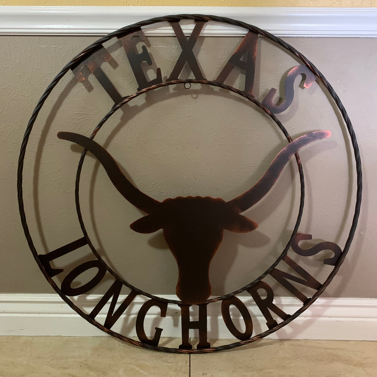 TEXAS LONGHORNS CUSTOM METAL VINTAGE CRAFT SIGN TEAM ART WESTERN HOME DECOR RUSTIC BRONZE HANDMADE #EH12565