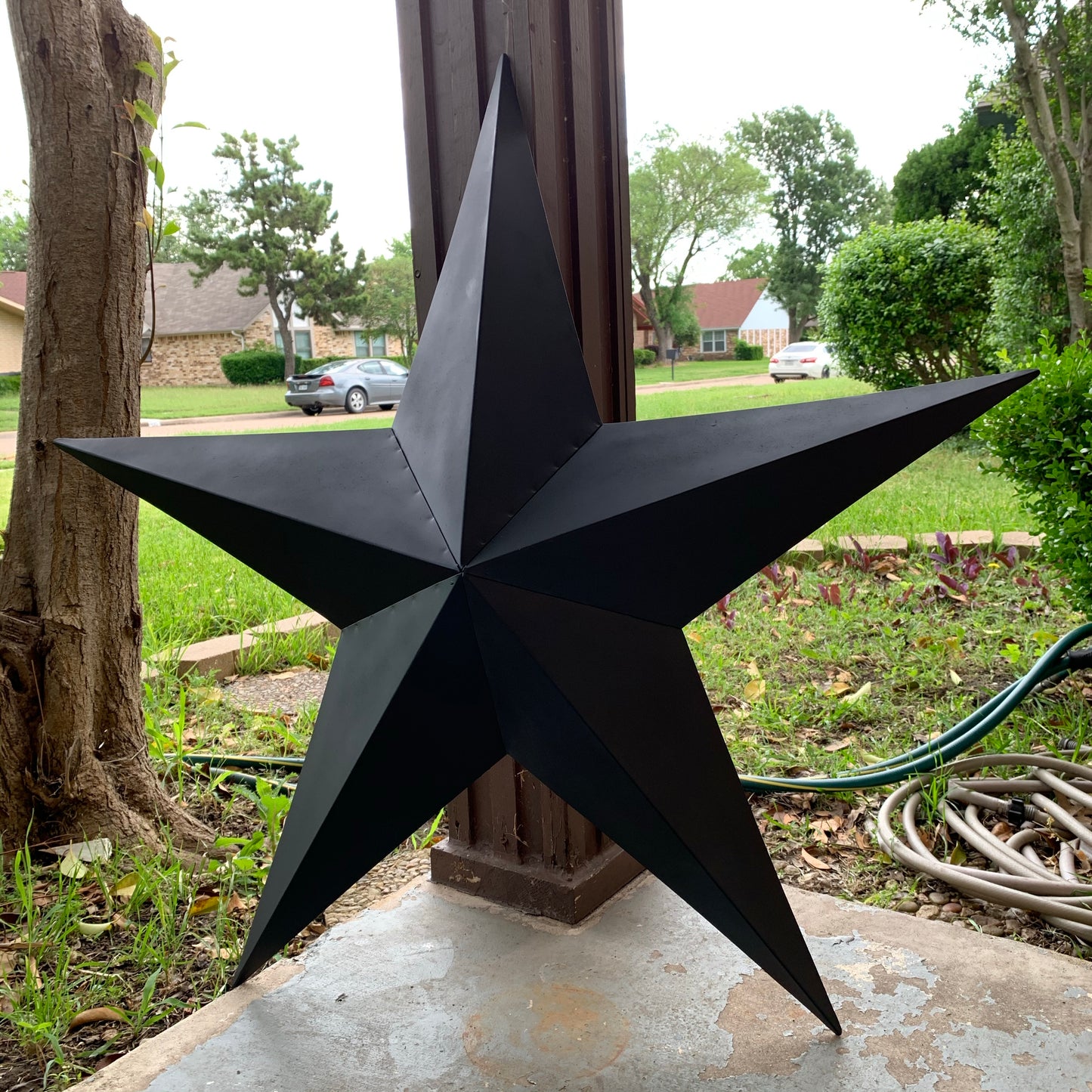 #EH10479 12", 16", 24", 30", 36" RUSTIC BLACK BARN STAR NO RING DAVID STAR 5 POINT WESTERN HOME DECOR HAND PAINTED
