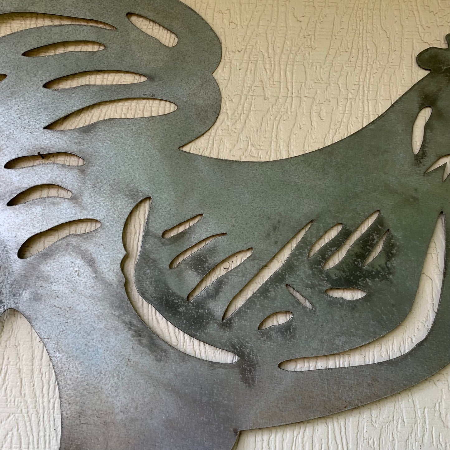 28"  X 28" CUSTOM ROOSTER LASERCUT ART WITH RING DESIGN WESTERN METAL ANIMAL ART HOME WALL DECOR BRAND NEW