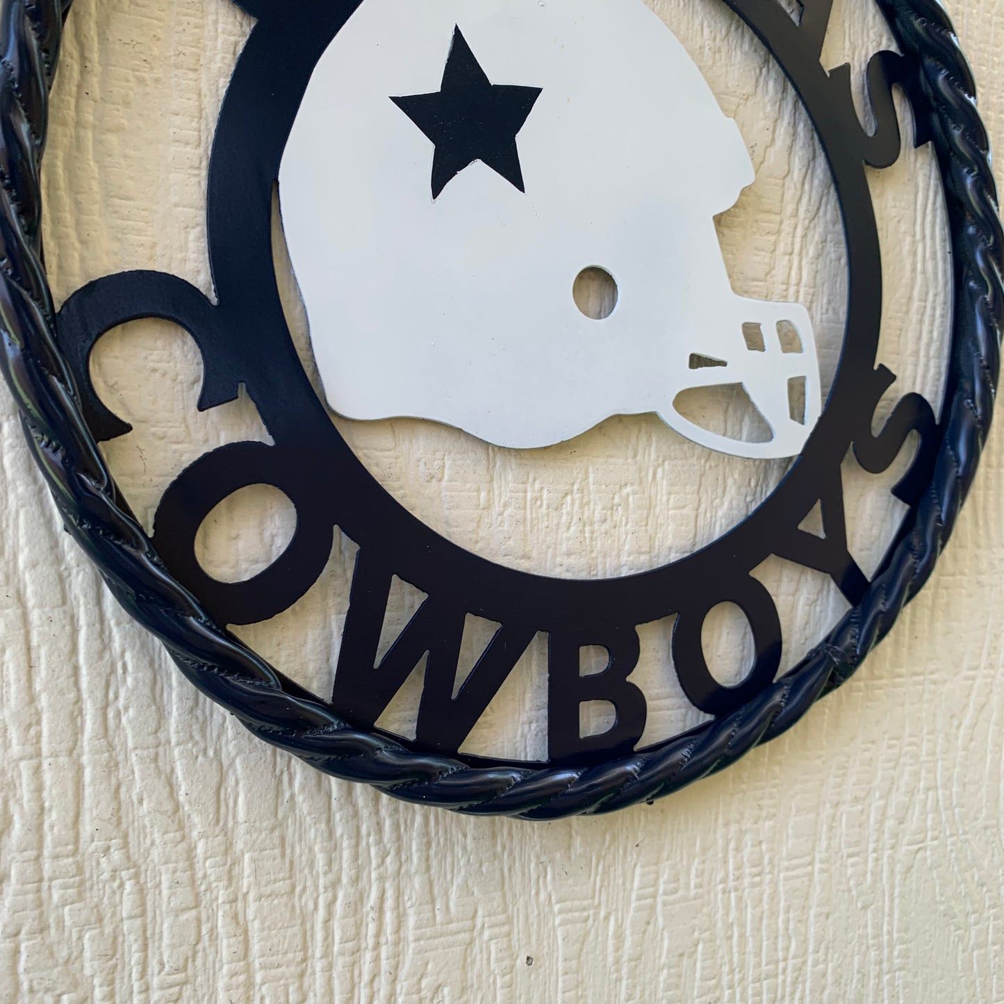 12", 18", 24", 32" DALLAS COWBOYS HELMET SIGN NAVY BLUE & WHITE METAL CUSTOM VINTAGE CRAFT WALL ART TEAM SIGN HANDMADE