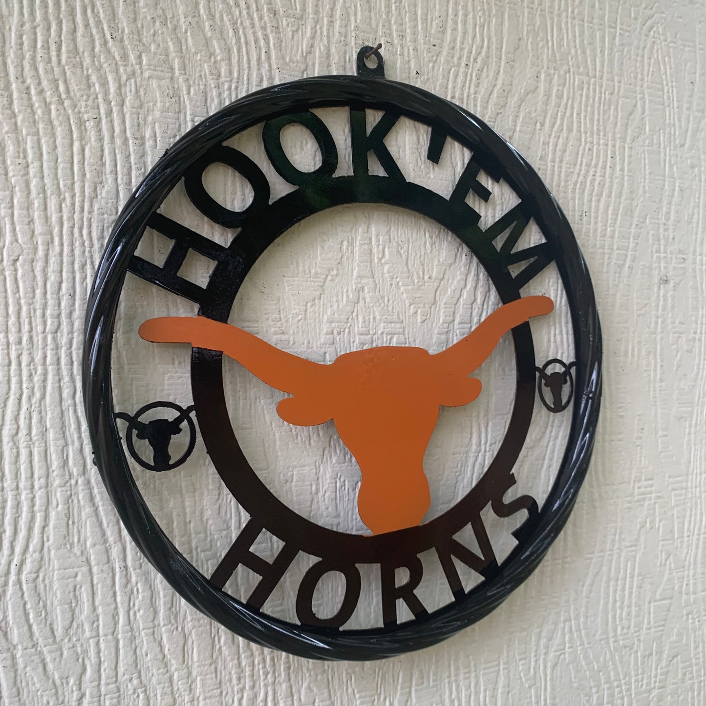 HOOKEM HORNS TEXAS LONGHORNS HOOK EM METAL CUSTOM VINTAGE CRAFT WALL ART TEAM SIGN HANDMADE