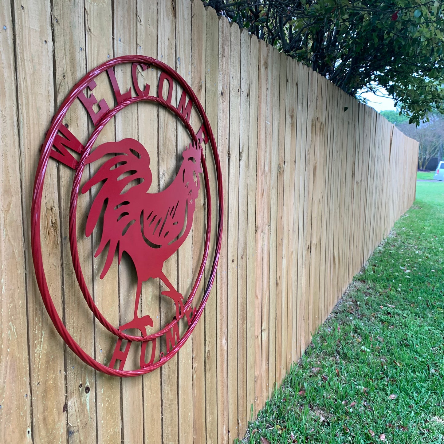 YOUR CUSTOM NAME RED ROOSTER LASERCUT METAL ART WITH RING DESIGN WESTERN METAL ANIMAL ART HOME WALL DECOR BRAND NEW