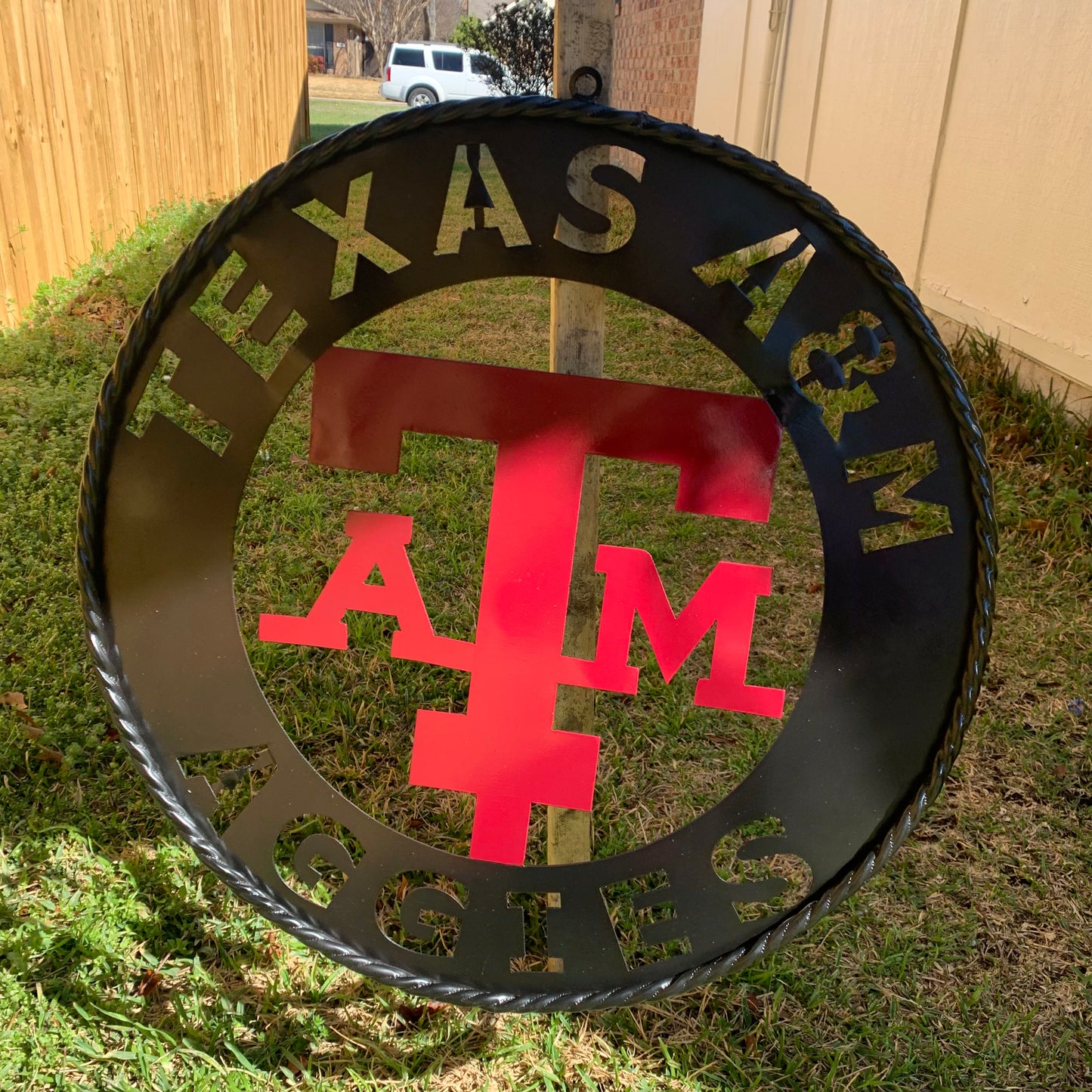 24" TEXAS A&M WIDE BAND RING CUSTOM METAL VINTAGE CRAFT SIGN TEAM HANDMADE
