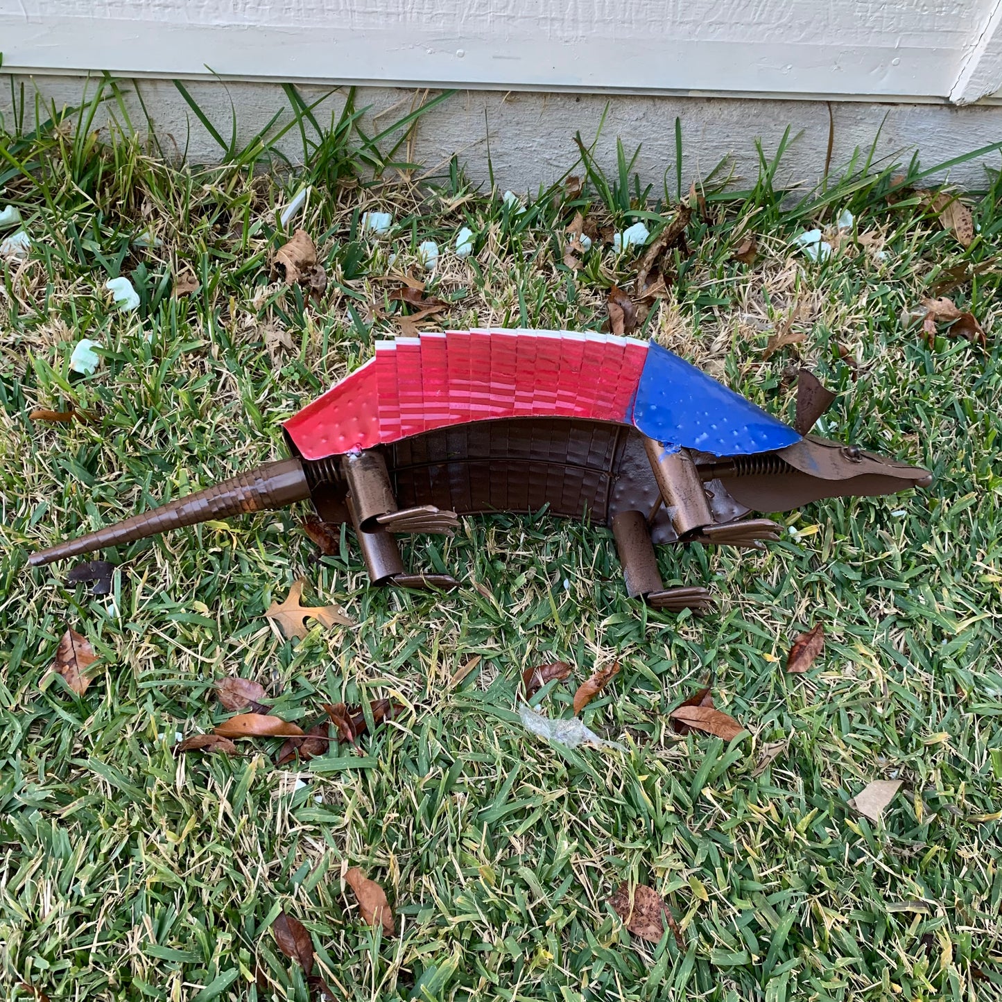 TEXAS FLAG ARMADILLO GARDEN ANIMAL SCULPTURE YARD ART METAL DECOR ORNAMENT PATRIOTIC DECOR HANDMADE #EH12220 30",22",14",10"