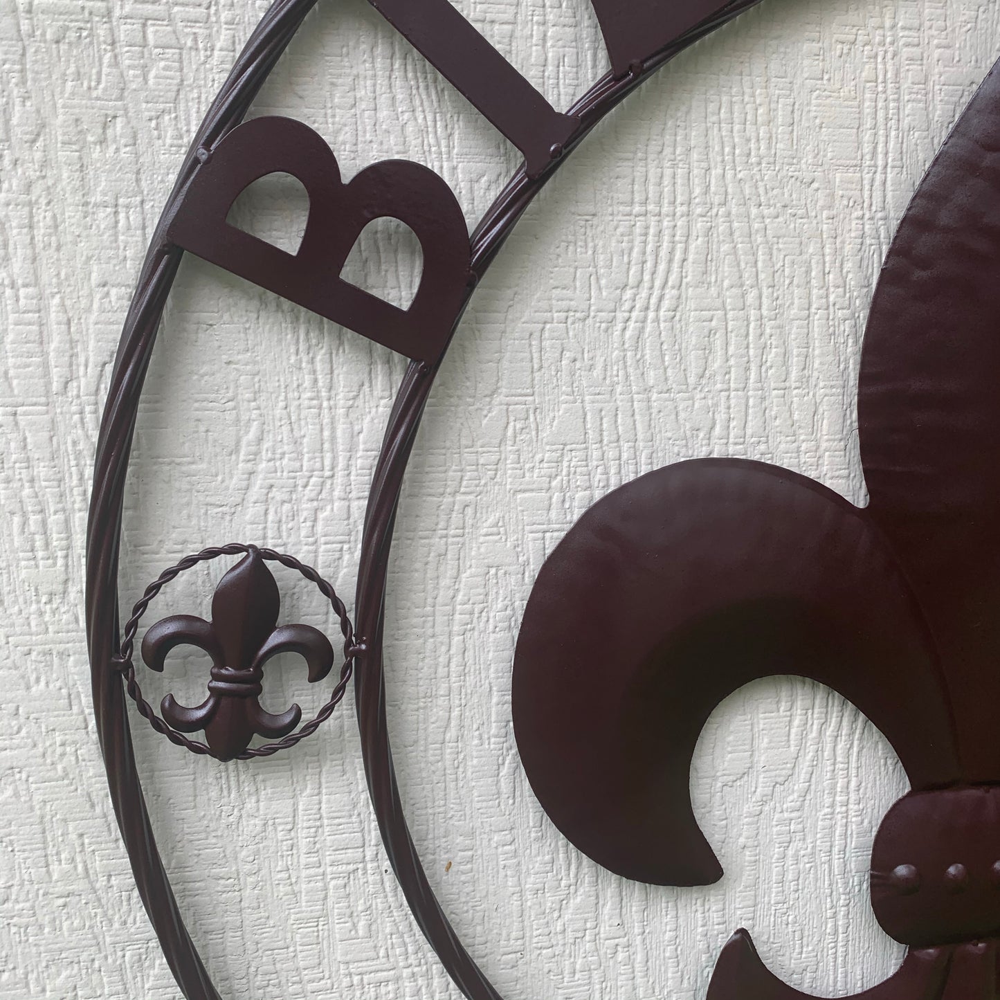 FLEUR DE LIS BIENVENUE COFFEE ESPRESSO BROWN METAL WALL ART WESTERN HOME DECOR HANDMADE #EH12051