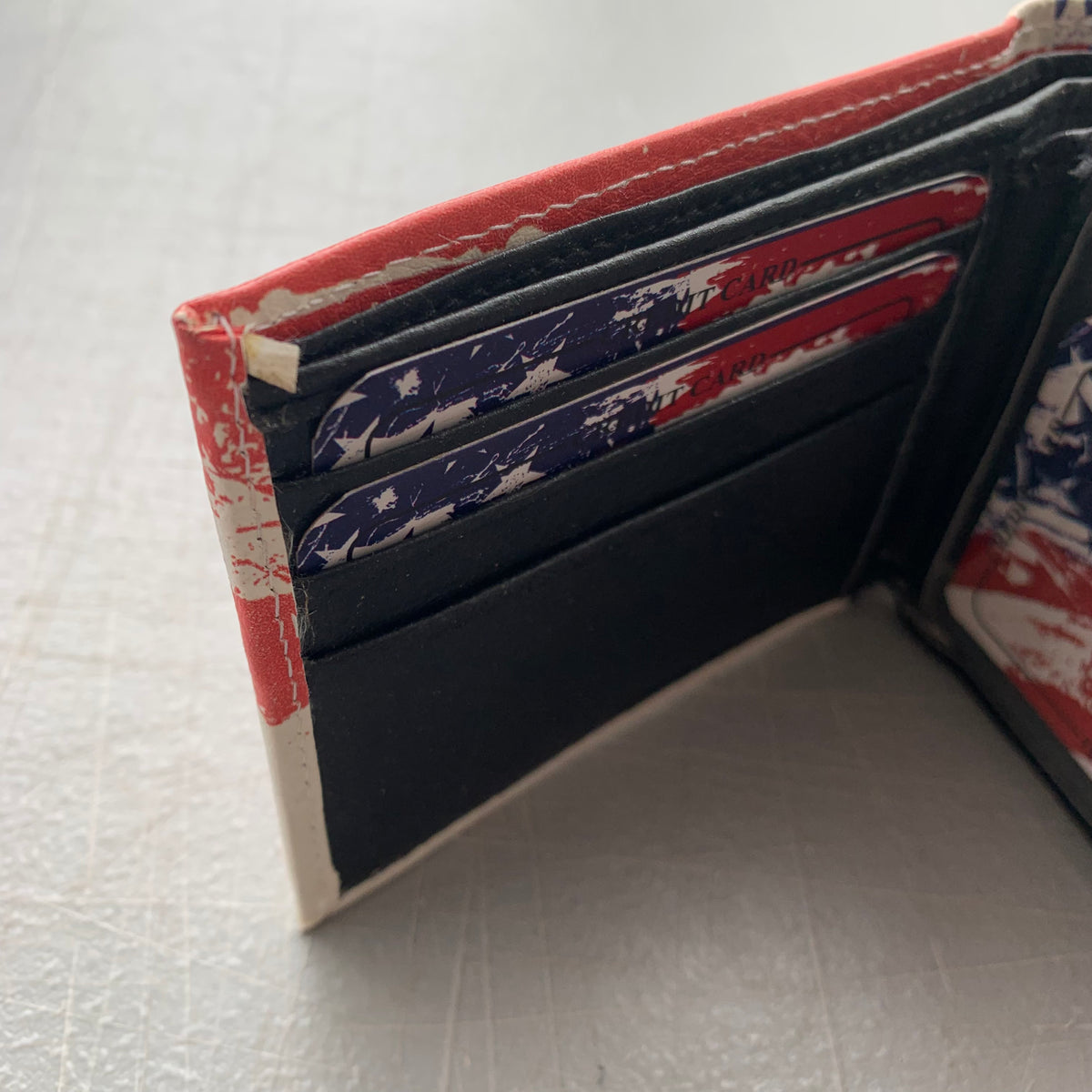 5" USA FLAG RED WHITE BLUE WALLET LEATHER BIFOLD WALLET NEW