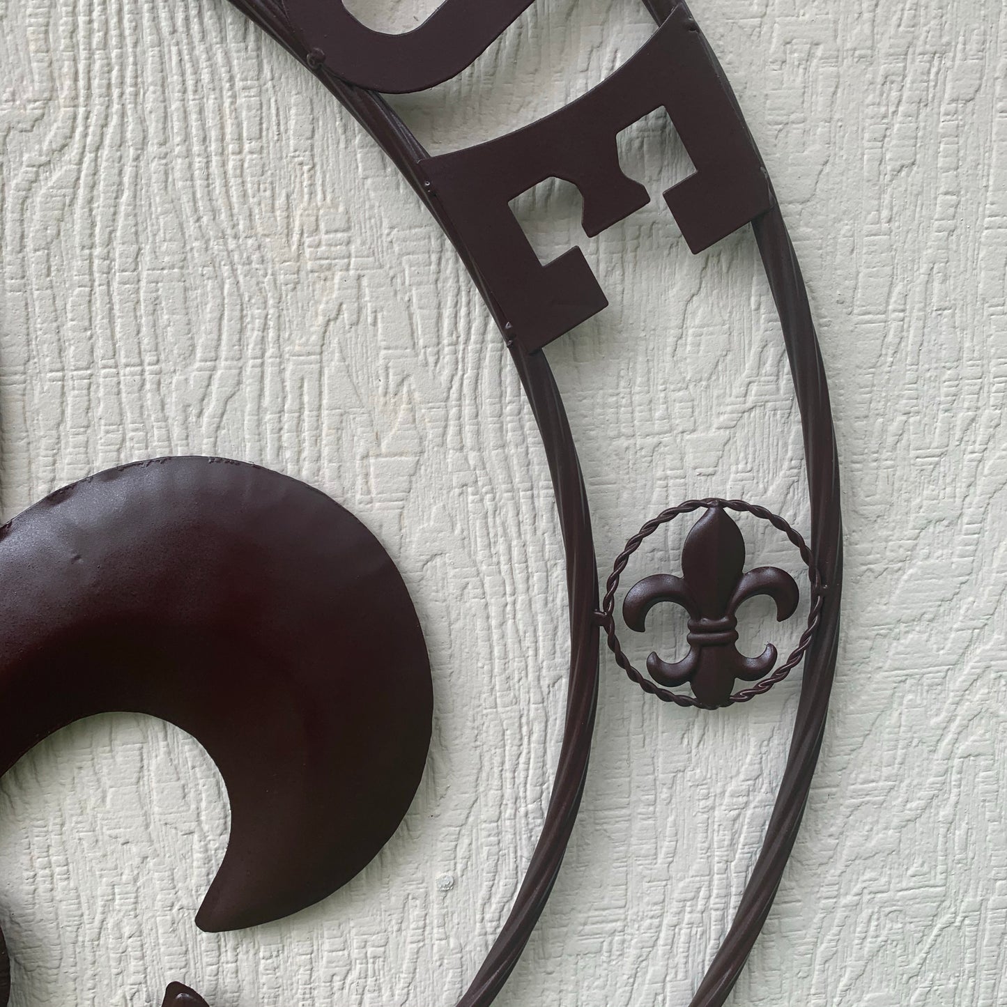 FLEUR DE LIS BIENVENUE COFFEE ESPRESSO BROWN METAL WALL ART WESTERN HOME DECOR HANDMADE #EH12051