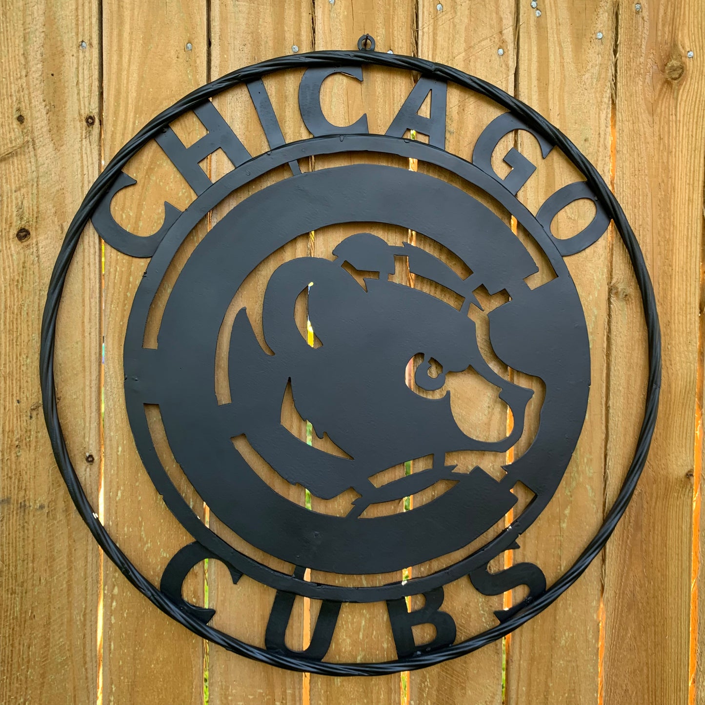 12", 18", 24", 32" CHICAGO CUBS CUSTOM BLACK & RAW METAL VINTAGE CRAFT TEAM SPORTS SIGN HANDMADE