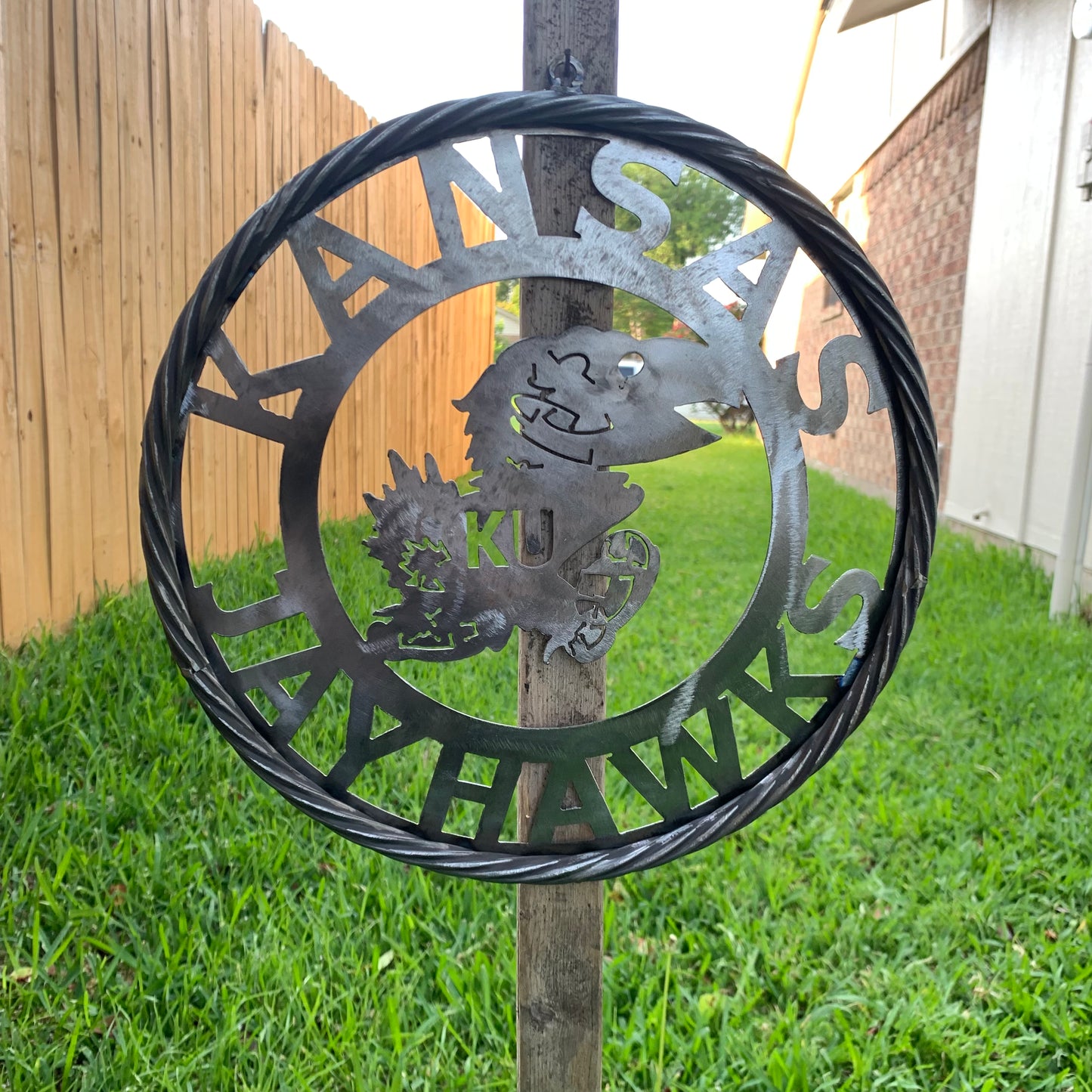 KANSAS JAYHAWKS RAW METAL CUSTOM VINTAGE CRAFT WALL ART TEAM SIGN HANDMADE