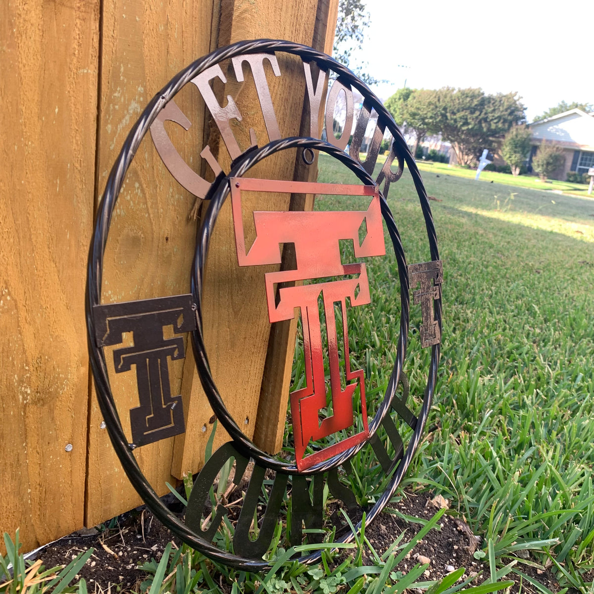 12", 18", 24", 32" GET YOUR GUNS UP TEXAS TECH CUSTOM METAL VINTAGE CRAFT TEAM SIGN