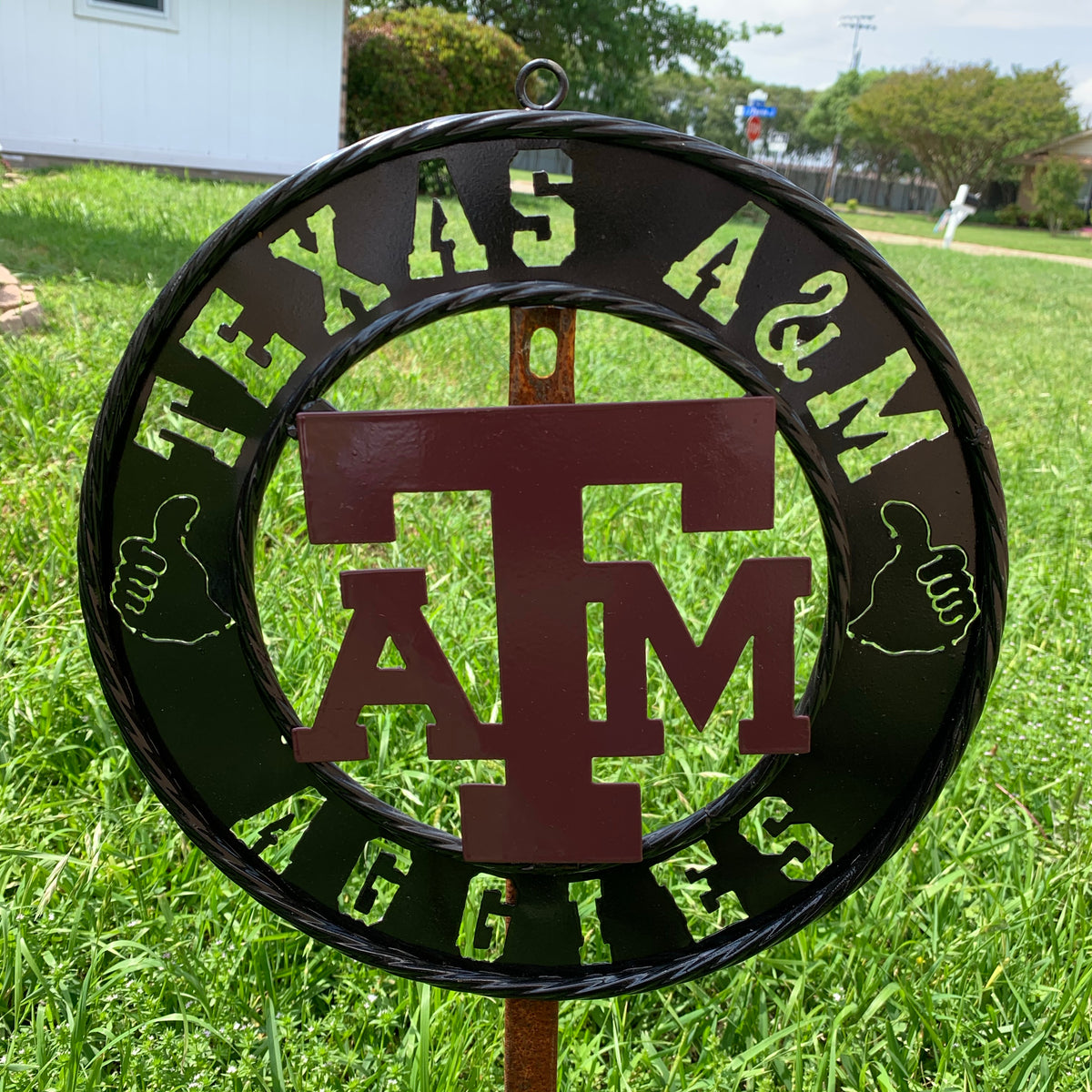 12",18",24",32" TEXAS A&M AGGIES WIDE BAND RING CUSTOM METAL VINTAGE CRAFT TEAM SIGN HANDMADE