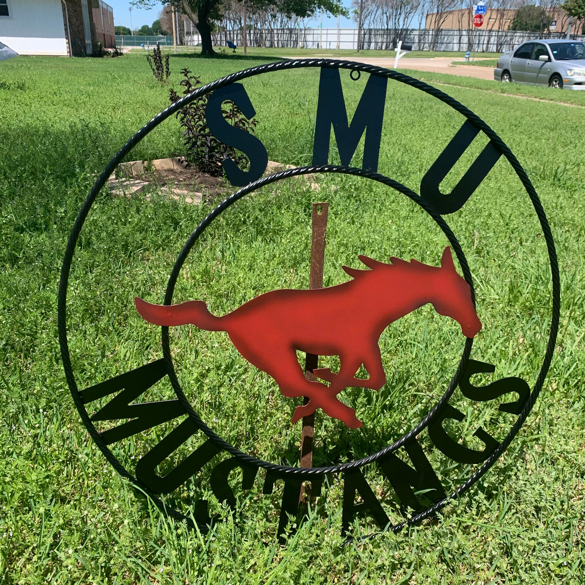 12",18",24",32",36" SMU MUSTANGS METAL CUSTOM VINTAGE CRAFT WALL ART TEAM SIGN HANDMADE