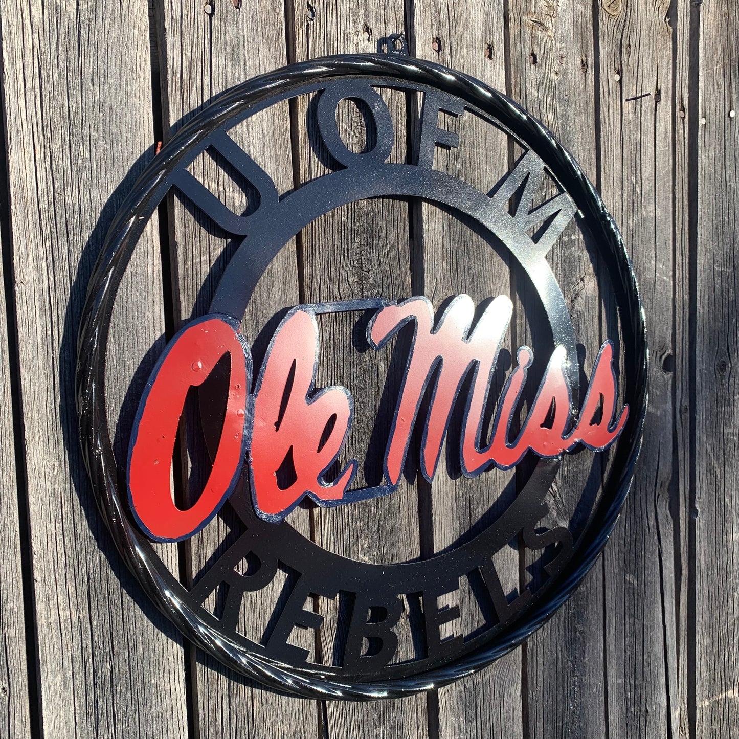 OLE MISS REBELS MISSISSIPPI CUSTOM METAL VINTAGE CRAFT TEAM SIGN WESTERN HOME DECOR HANDMADE