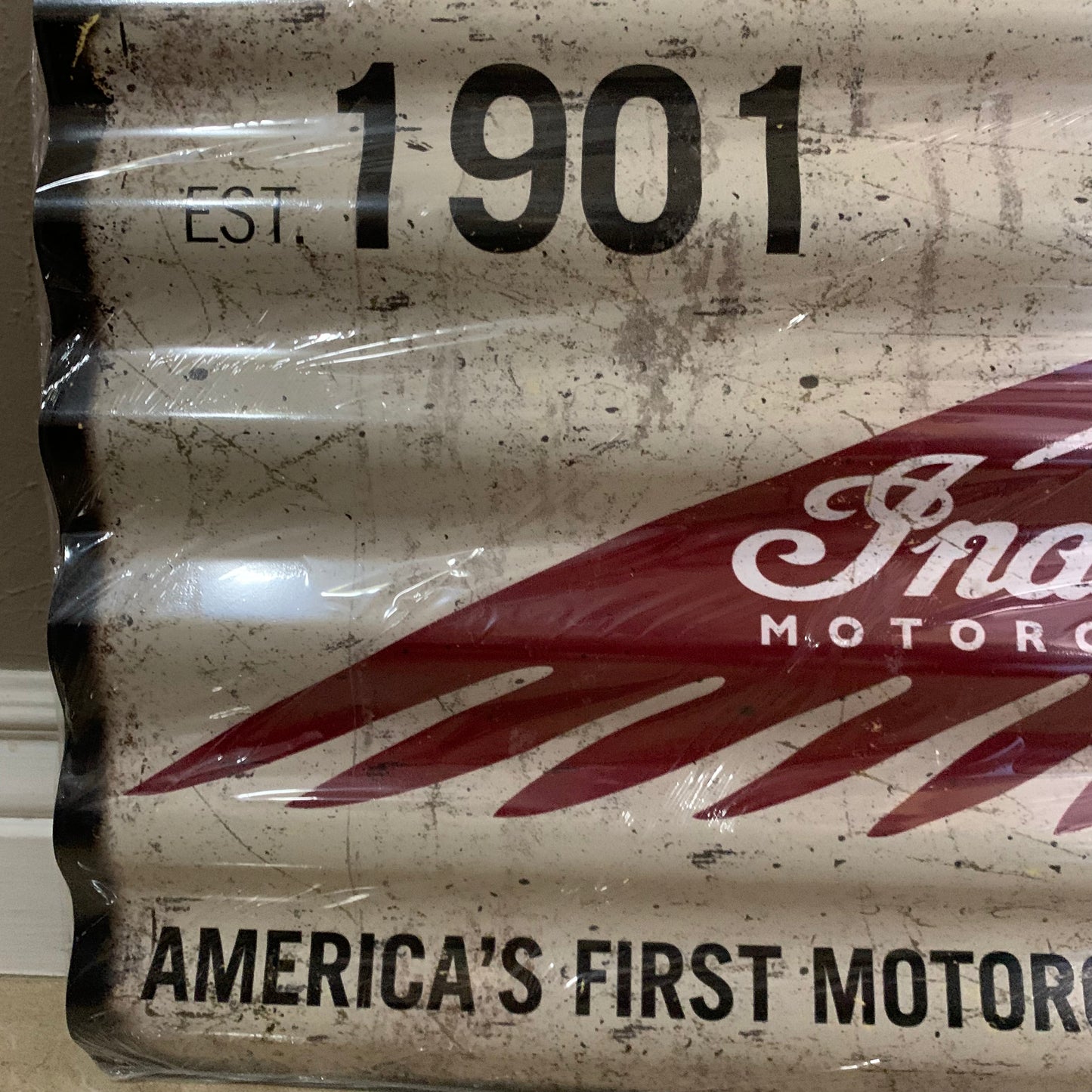 INDIAN MOTORCYCLES TIN METAL SIGN 24"X18" CORRUGATED WESTERN HOME DECOR ITEM#COIND