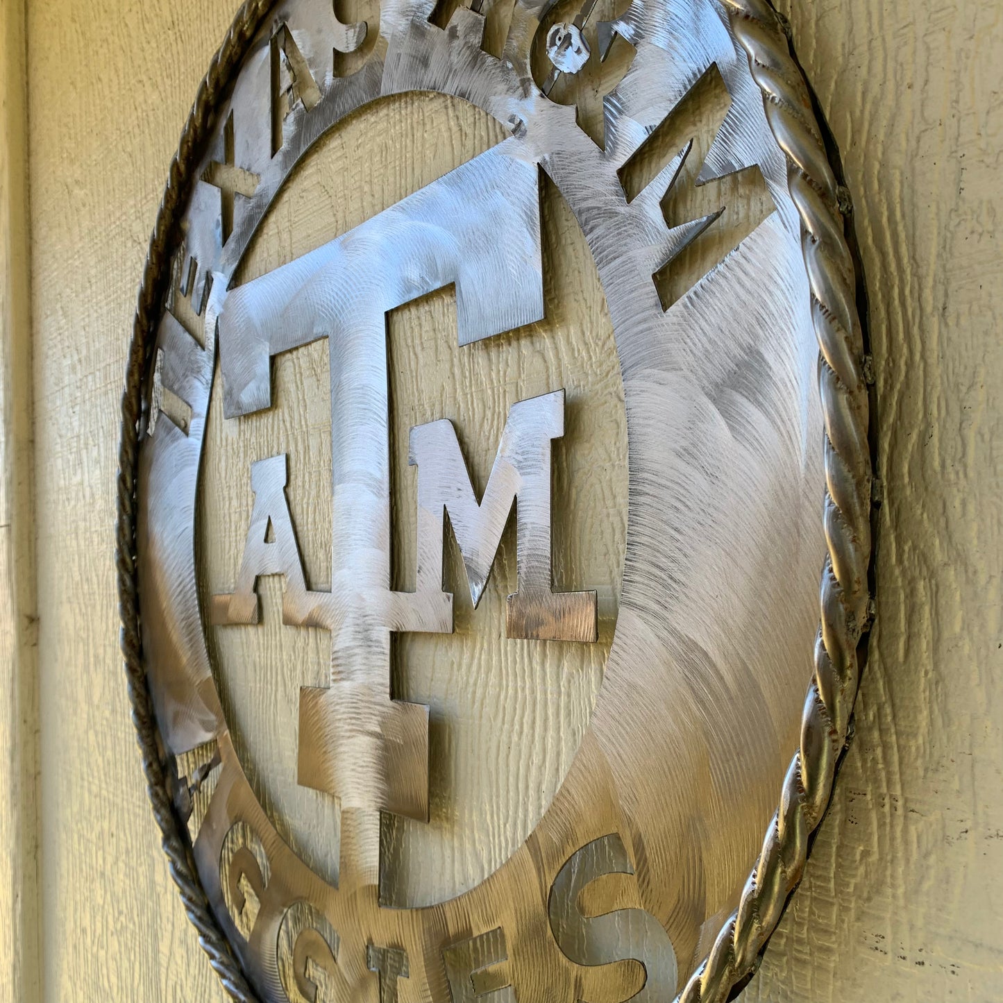 TEXAS A&M WIDE BAND RAW METAL CUSTOM VINTAGE CRAFT WALL ART TEAM SIGN HANDMADE