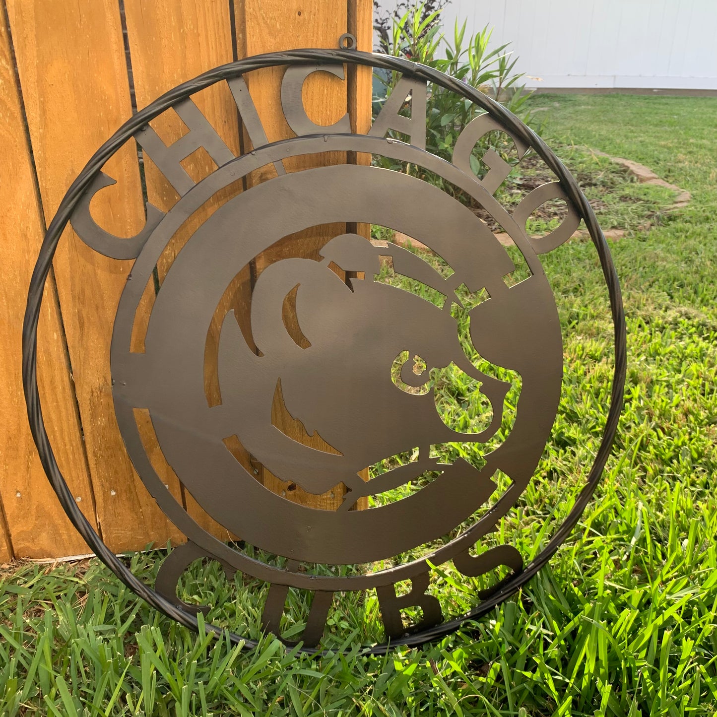 12", 18", 24", 32" CHICAGO CUBS CUSTOM BLACK & RAW METAL VINTAGE CRAFT TEAM SPORTS SIGN HANDMADE