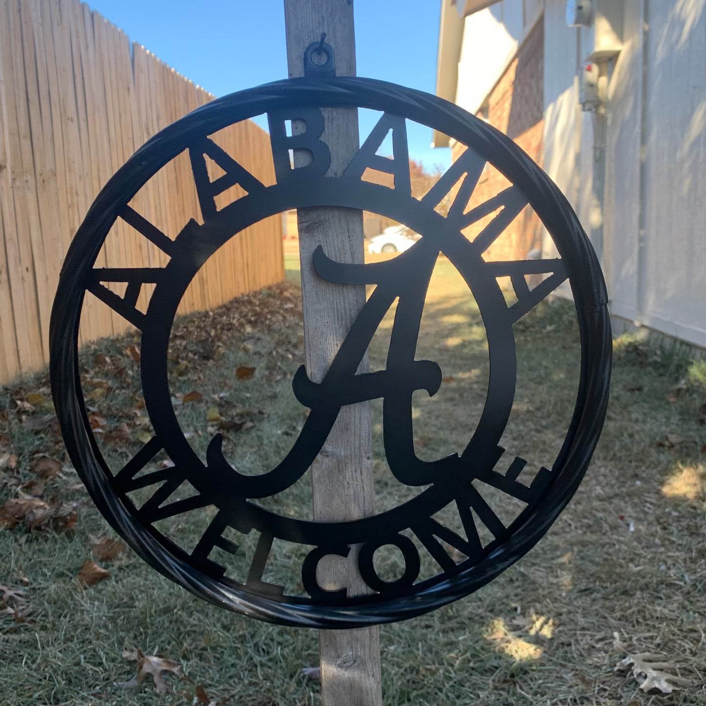 ALABAMA WELCOME CUSTOM ALL BLACK METAL VINTAGE SIGN TEAM HANDMADE