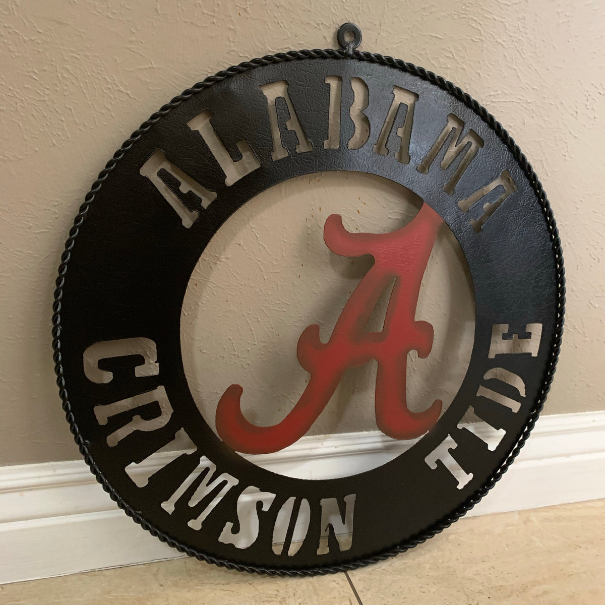 ALABAMA CRIMSON TIDE WIDE BAND RING CUSTOM METAL VINTAGE SIGN TEAM HANDMADE
