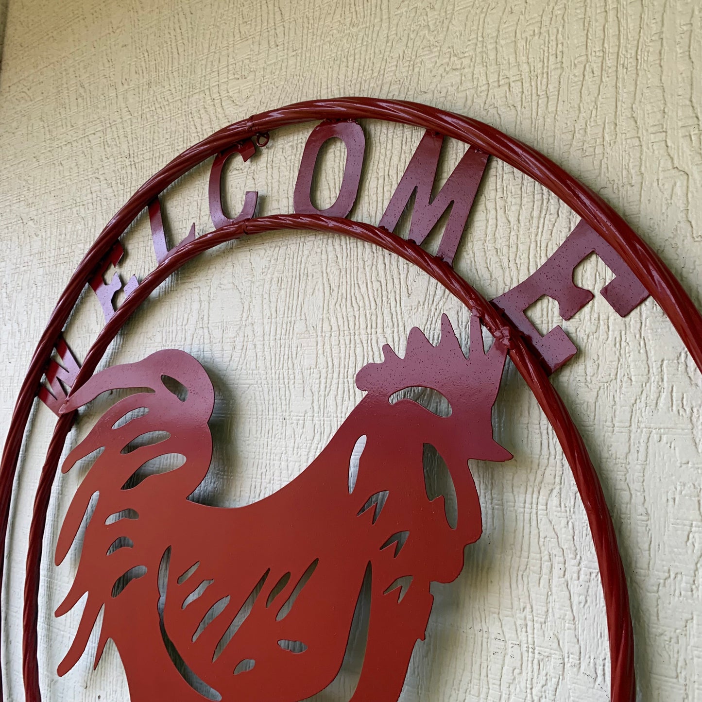 YOUR CUSTOM NAME RED ROOSTER LASERCUT METAL ART WITH RING DESIGN WESTERN METAL ANIMAL ART HOME WALL DECOR BRAND NEW