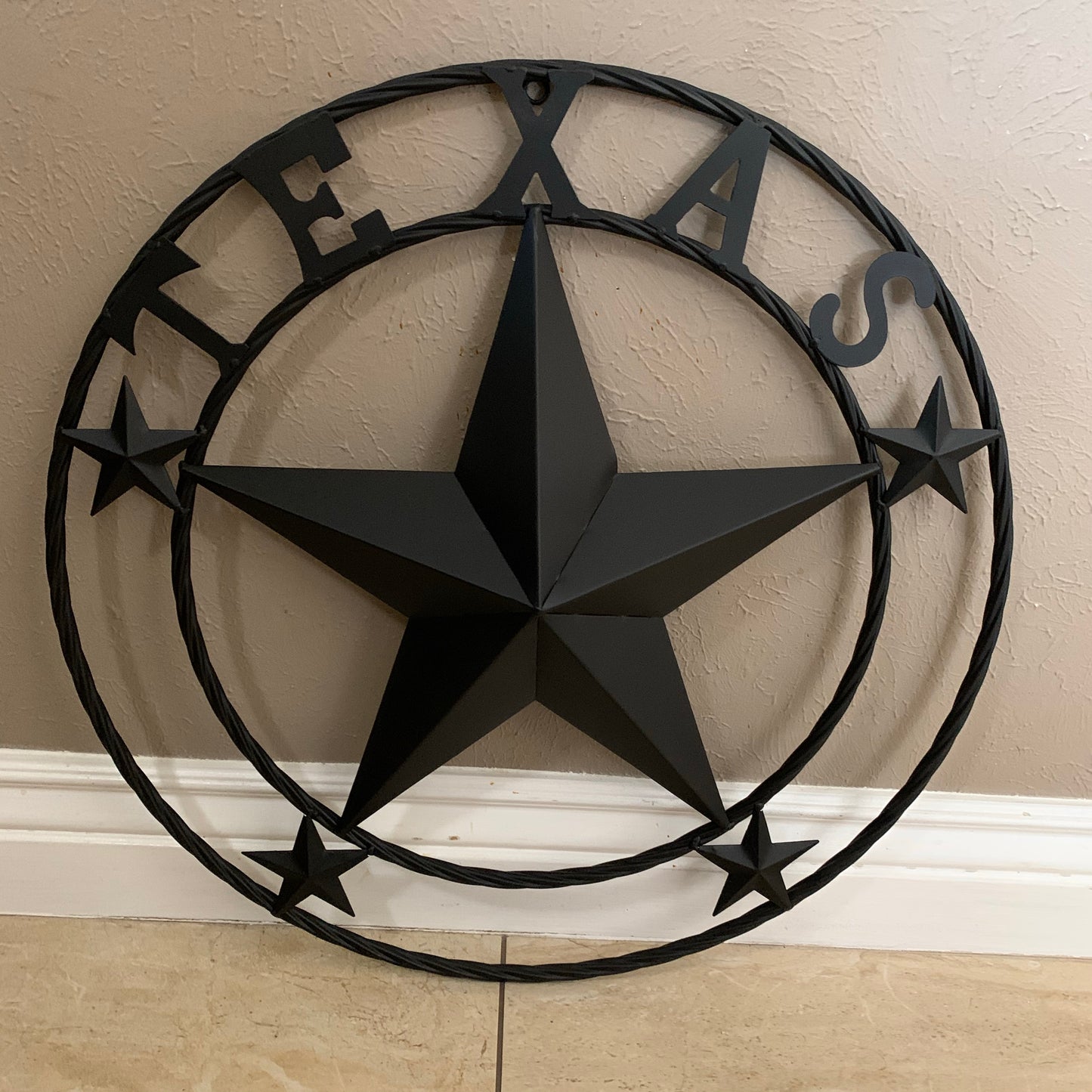 24" TEXAS BLACK STAR BARN STAR METAL ART WESTERN HOME DECOR VINTAGE RUSTIC BLACK