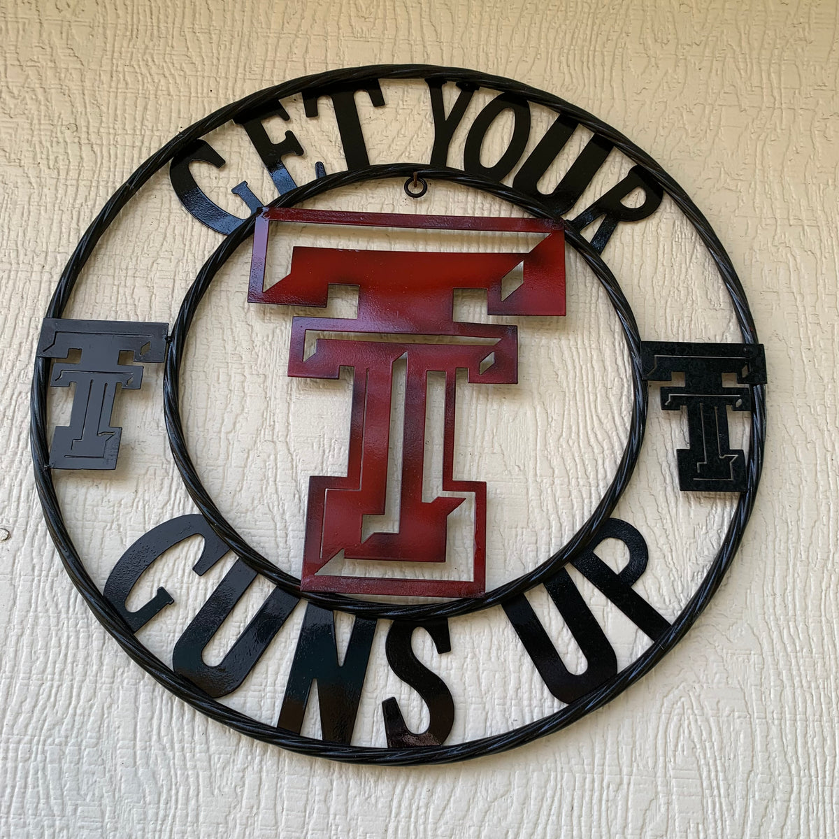 12", 18", 24", 32" GET YOUR GUNS UP TEXAS TECH CUSTOM METAL VINTAGE CRAFT TEAM SIGN