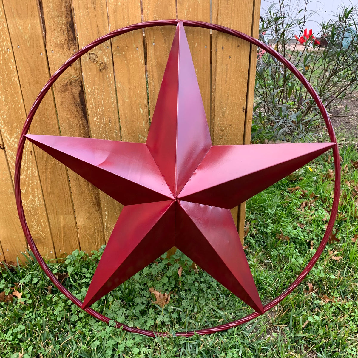 CRANBERRY BURGUNDY STAR RED STAR BARN METAL LONESTAR TWISTED ROPE RING WALL ART WESTERN HOME DECOR BRAND NEW