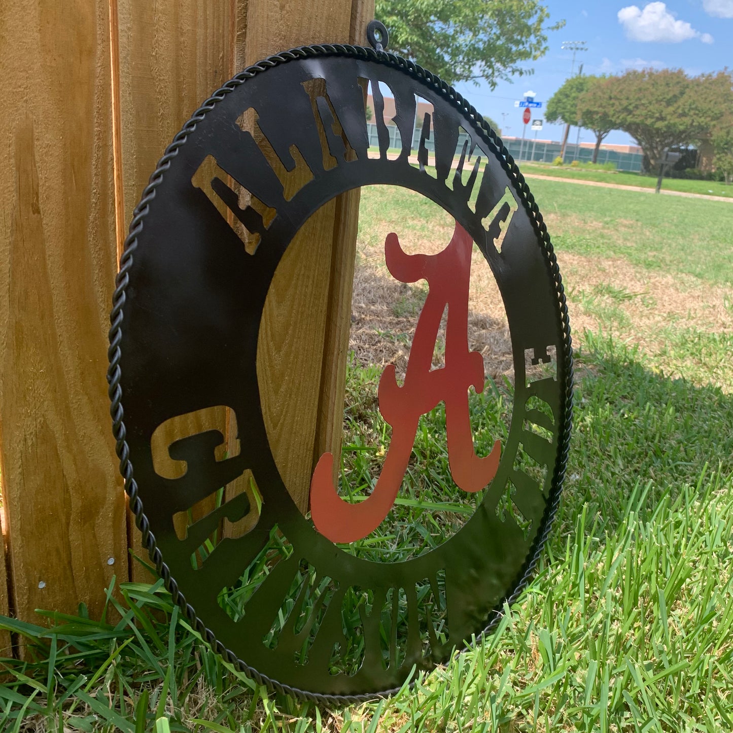 ALABAMA CRIMSON TIDE WIDE BAND RING CUSTOM METAL VINTAGE SIGN TEAM HANDMADE