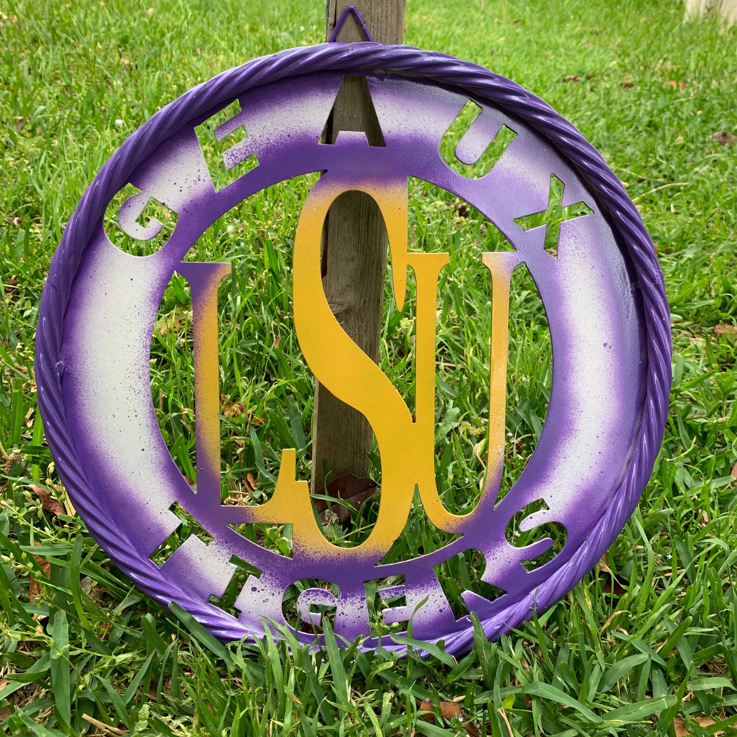 12",18",24",32" LSU GEAUX TIGERS CUSTOM METAL VINTAGE CRAFT SIGN TEAM WALL ART WESTERN HOME DECOR