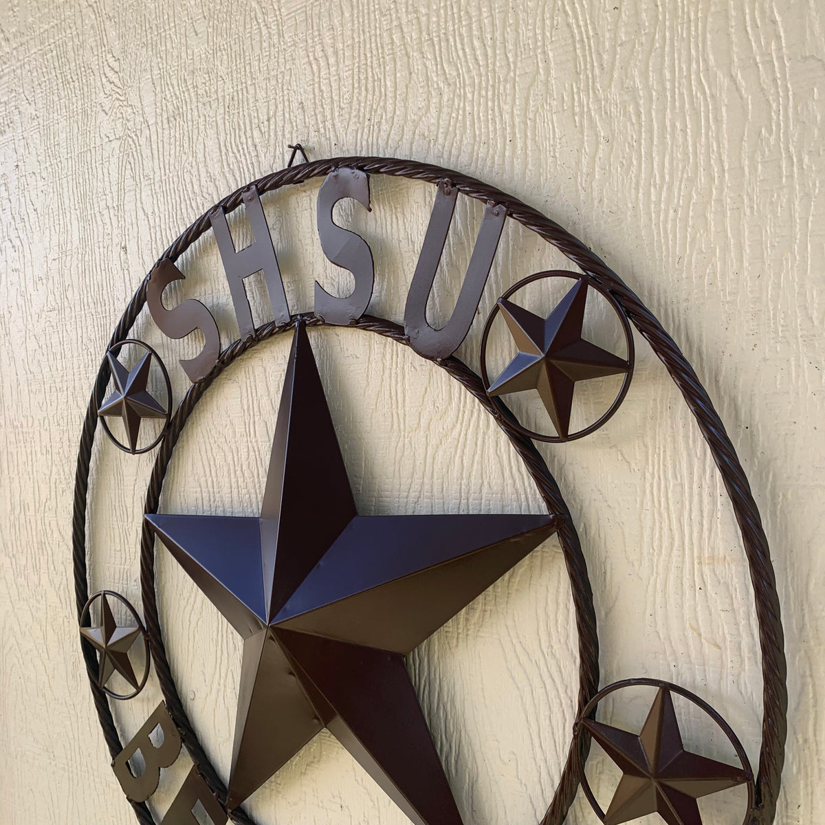 24",32" SHSU SAM HOUSTON BEARKATS RUSTIC DARK BROWN METAL CUSTOM VINTAGE CRAFT RUSTIC BROWN TEAM STAR HANDMADE