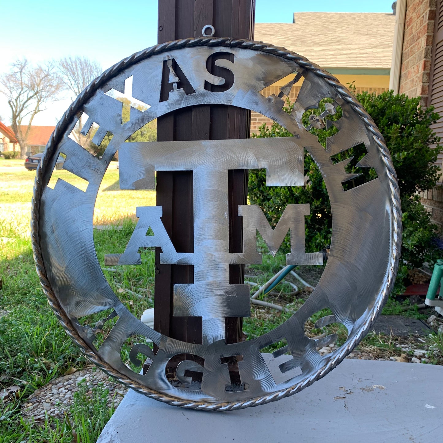 TEXAS A&M WIDE BAND RAW METAL CUSTOM VINTAGE CRAFT WALL ART TEAM SIGN HANDMADE