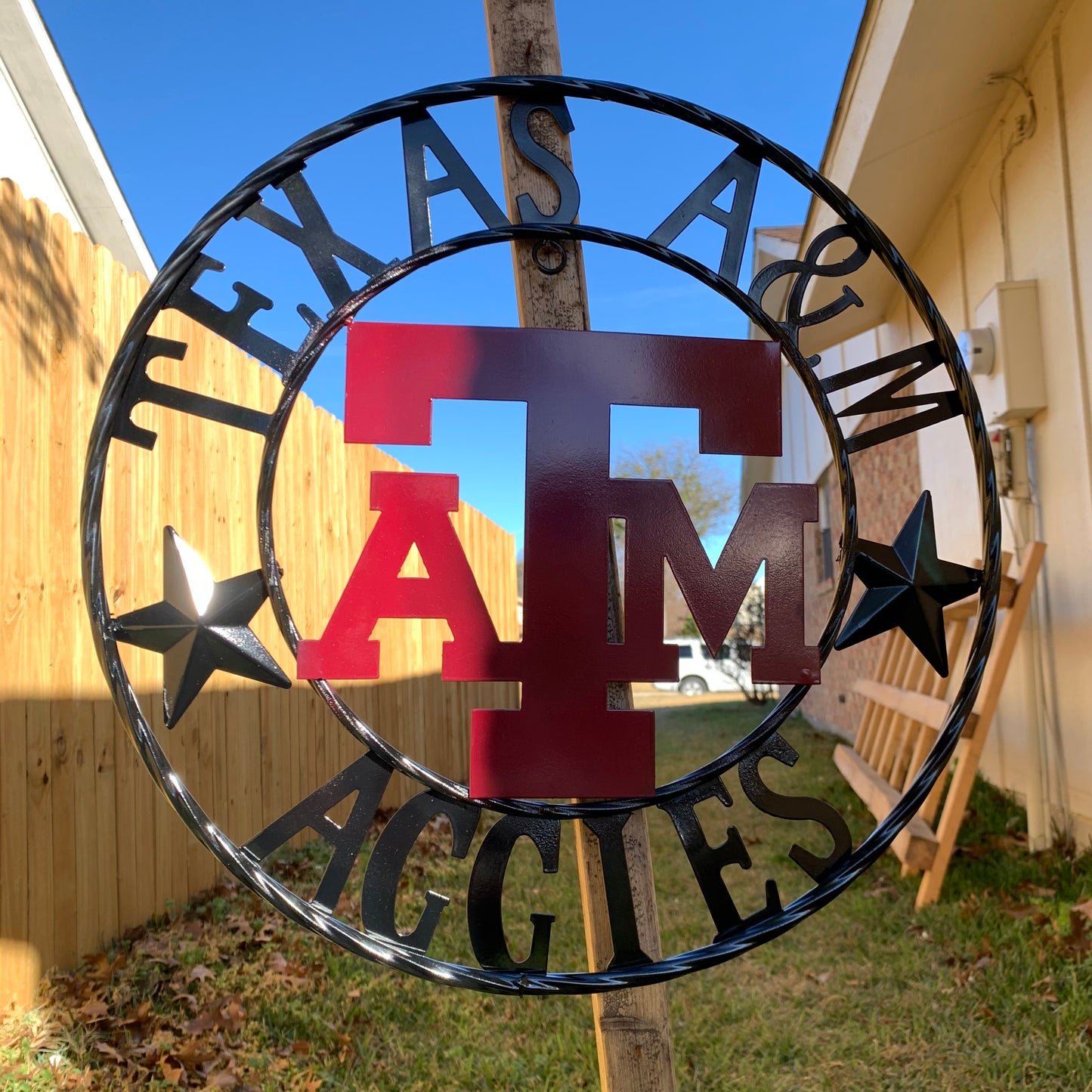 TEXAS A&M WITH STARS CUSTOM METAL VINTAGE CRAFT SIGN WALL ART TEAM SIGN HANDMADE