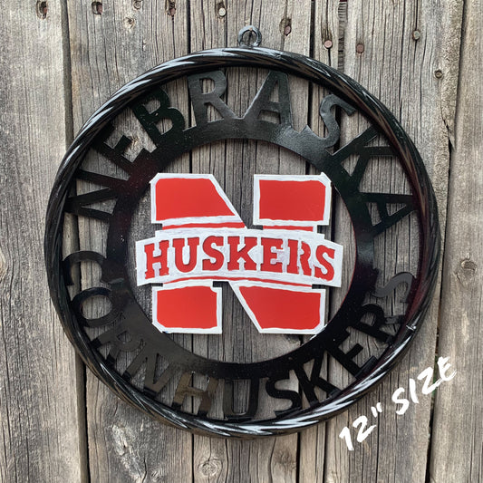NEBRASKA HUSKERS METAL CUSTOM VINTAGE CRAFT TEAM SIGN WESTERN HOME DECOR HANDMADE 12",18",24",36"